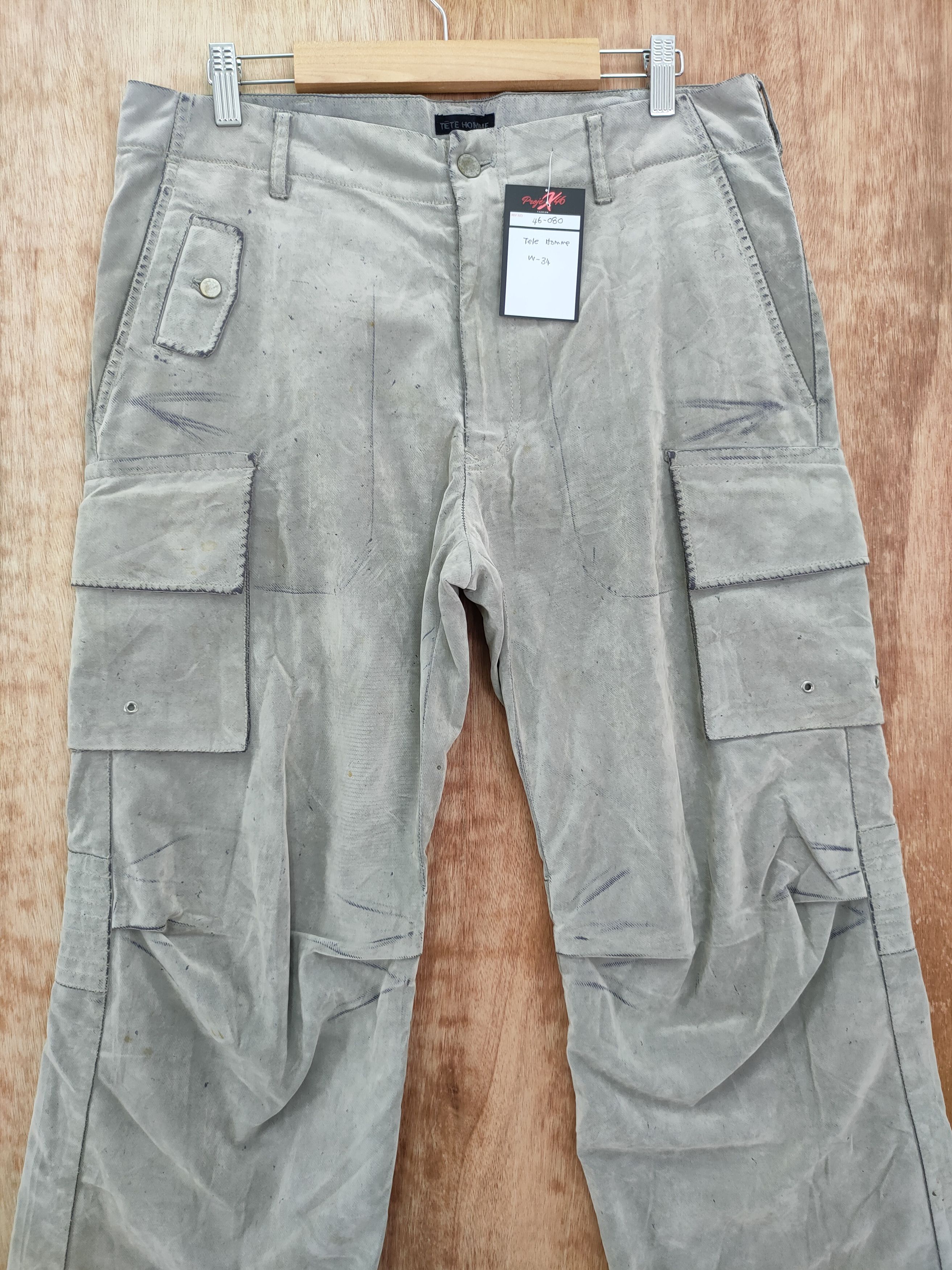 Tete Homme Tete Homme Issey Miyake multipocket cargo pants #46-080DLAL Size US 33 - 4 Thumbnail