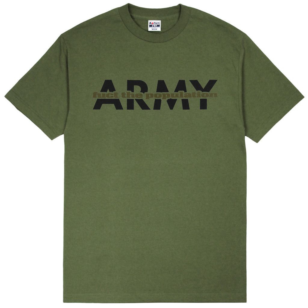 image of Fuck The Population x Fuct Ftp + Fuct Army Tee Military Green • XL in Miltary Green, Men's