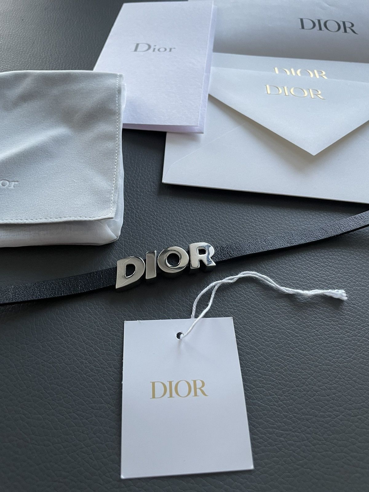 Dior Super Runway Limited Edition Silver Logo Leather Bracelet Size ONE SIZE - 7 Thumbnail