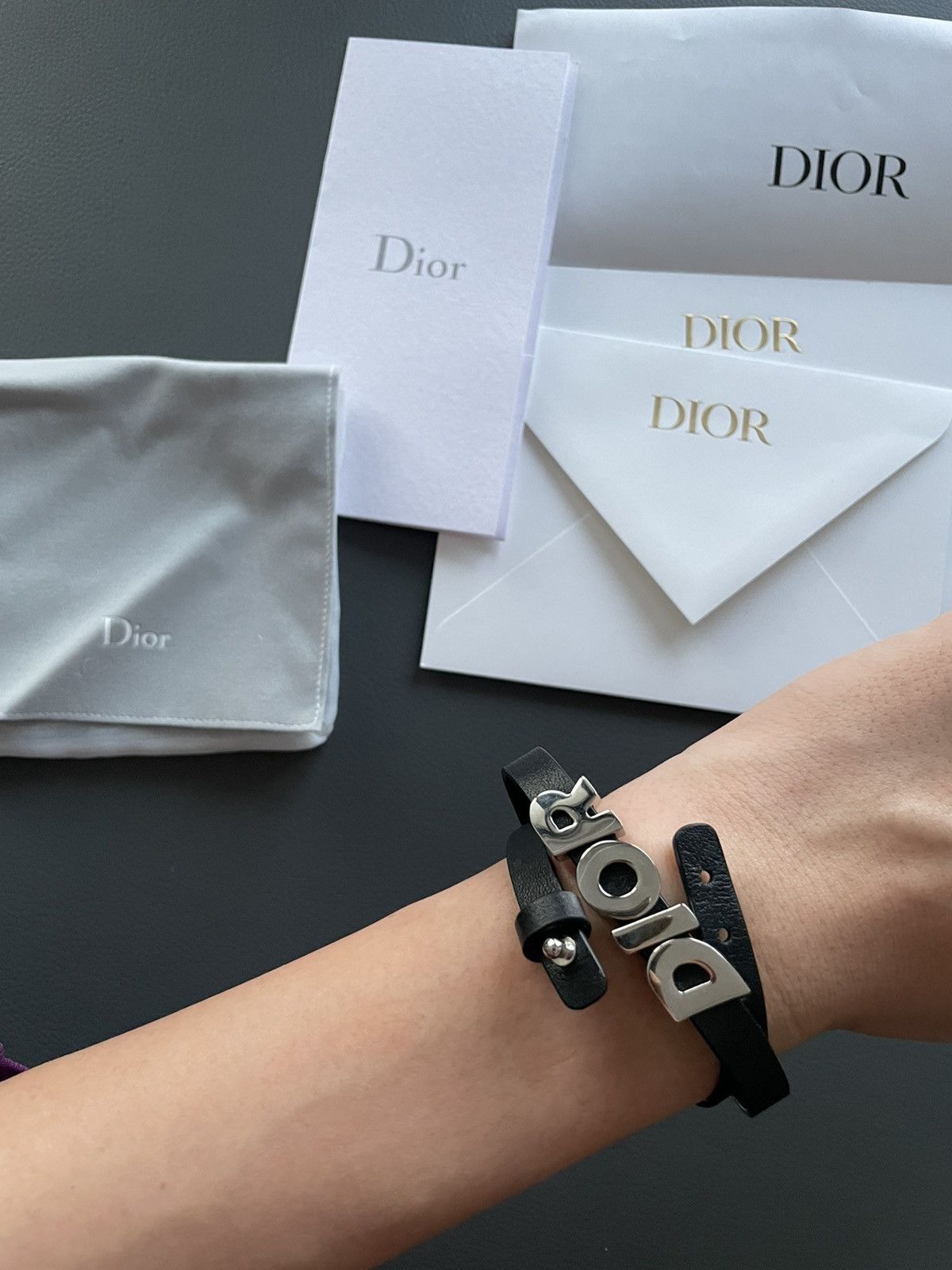 Dior Super Runway Limited Edition Silver Logo Leather Bracelet Size ONE SIZE - 11 Thumbnail
