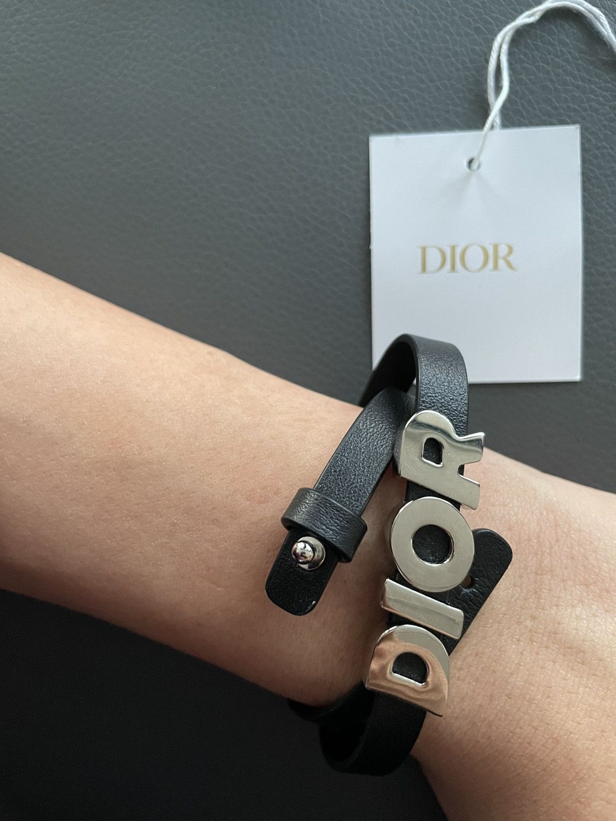Dior Super Runway Limited Edition Silver Logo Leather Bracelet Size ONE SIZE - 12 Thumbnail