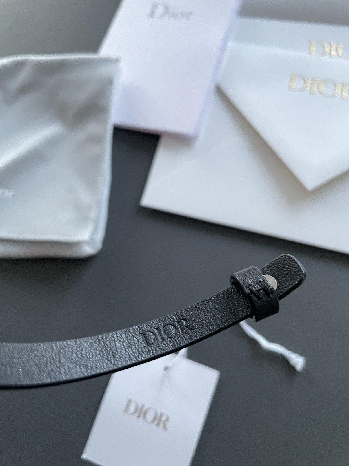 Dior Super Runway Limited Edition Silver Logo Leather Bracelet Size ONE SIZE - 9 Thumbnail