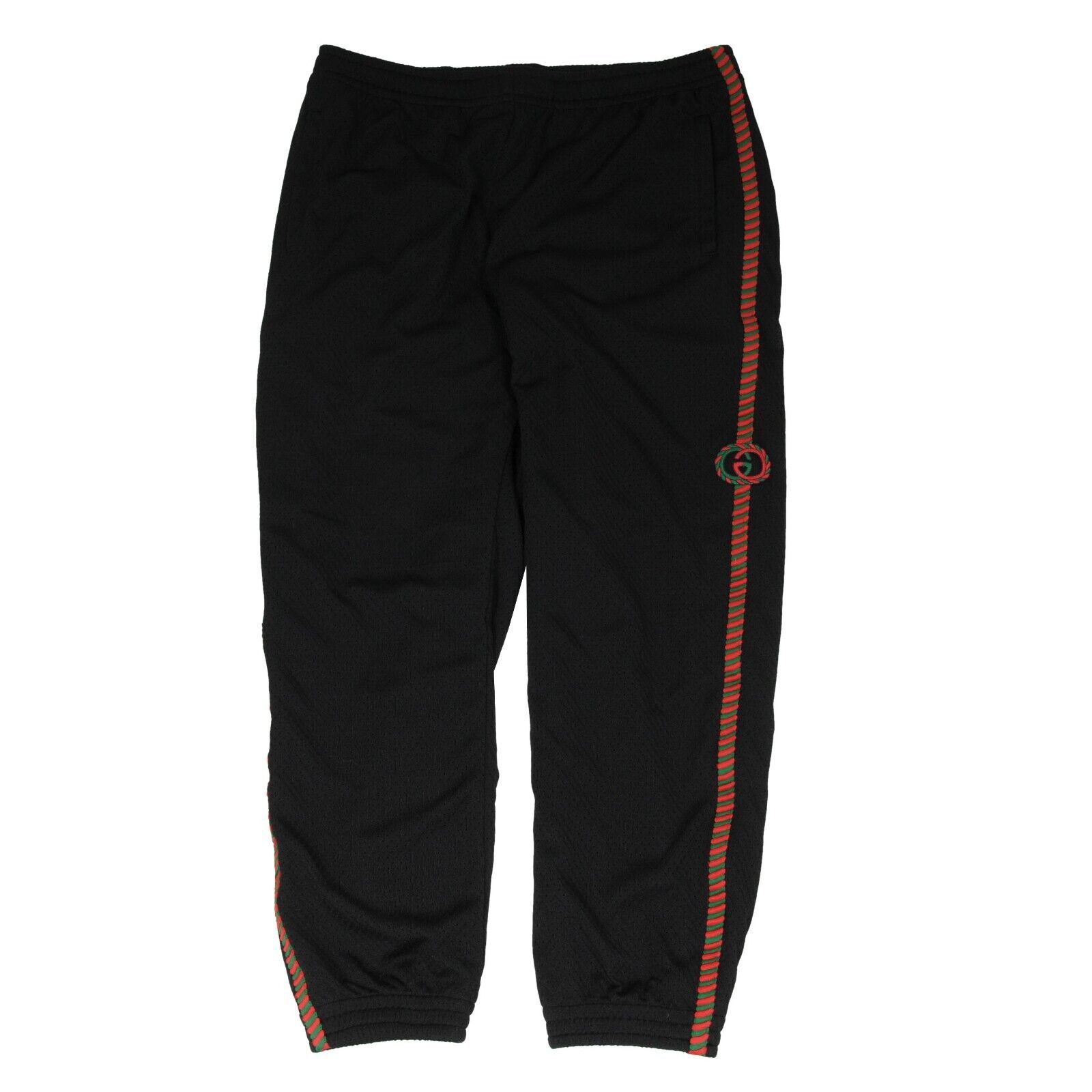 image of Gucci Interlocking G Track Pants Side Stripe Mesh Joggers Large in Black, Men's (Size 34)