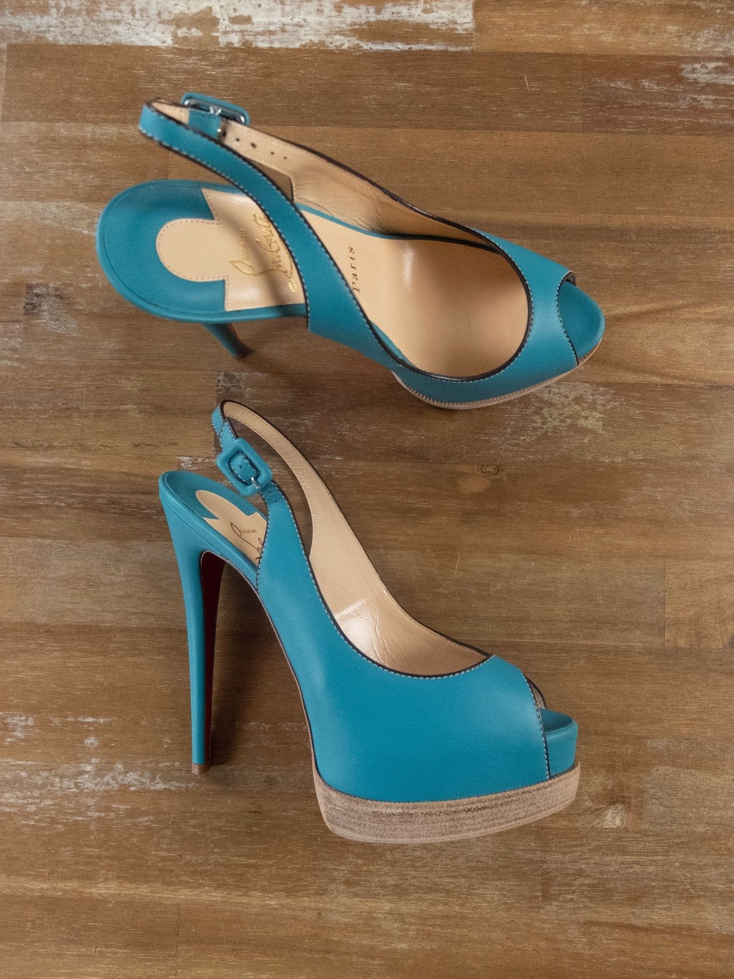 Christian Louboutin CHRISTIAN LOUBOUTIN Palais Royal blue slingback sandals 8 38 Size US 8 / IT 38 - 1 Thumbnail