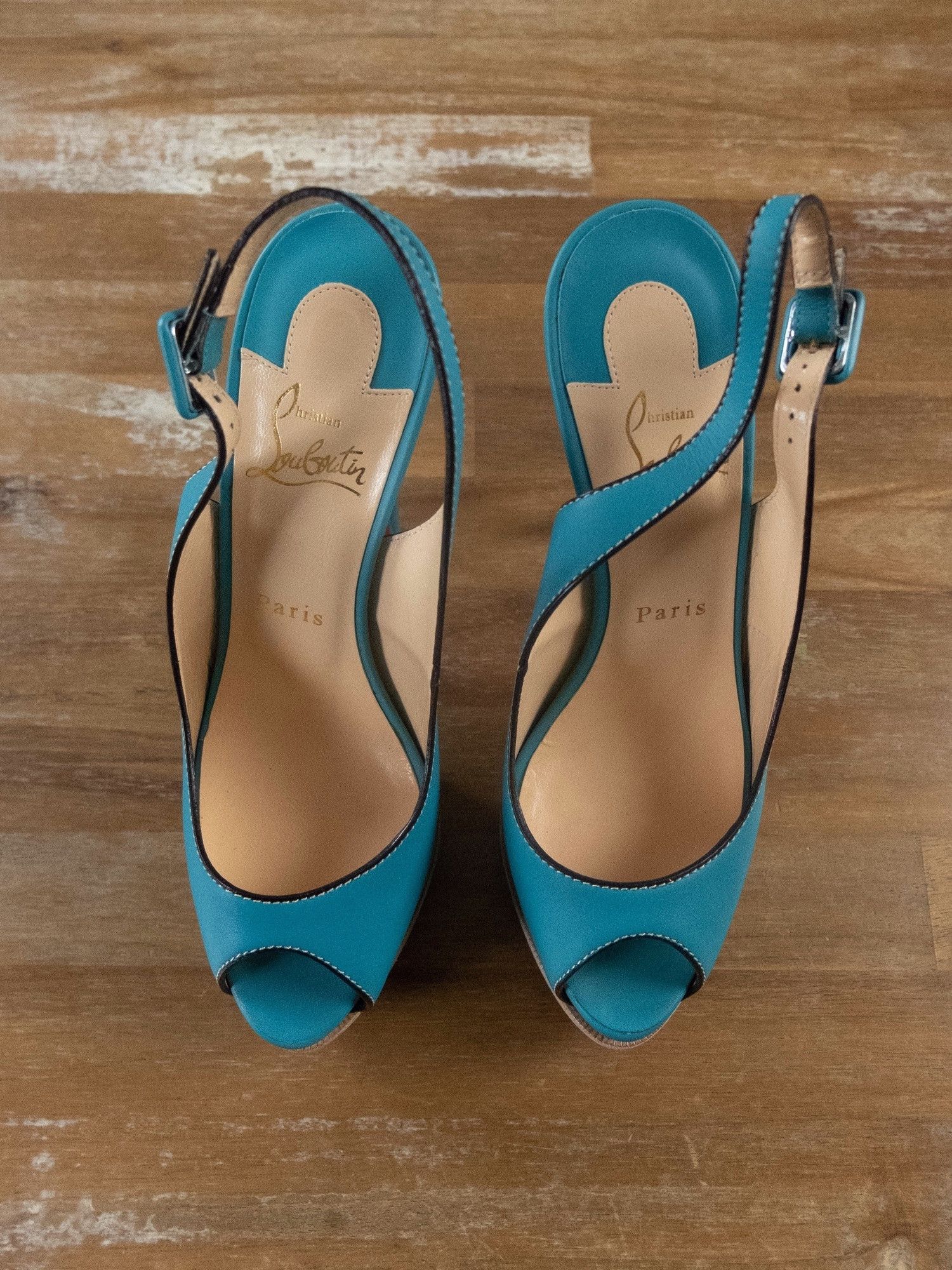 Christian Louboutin CHRISTIAN LOUBOUTIN Palais Royal blue slingback sandals 8 38 Size US 8 / IT 38 - 2 Thumbnail