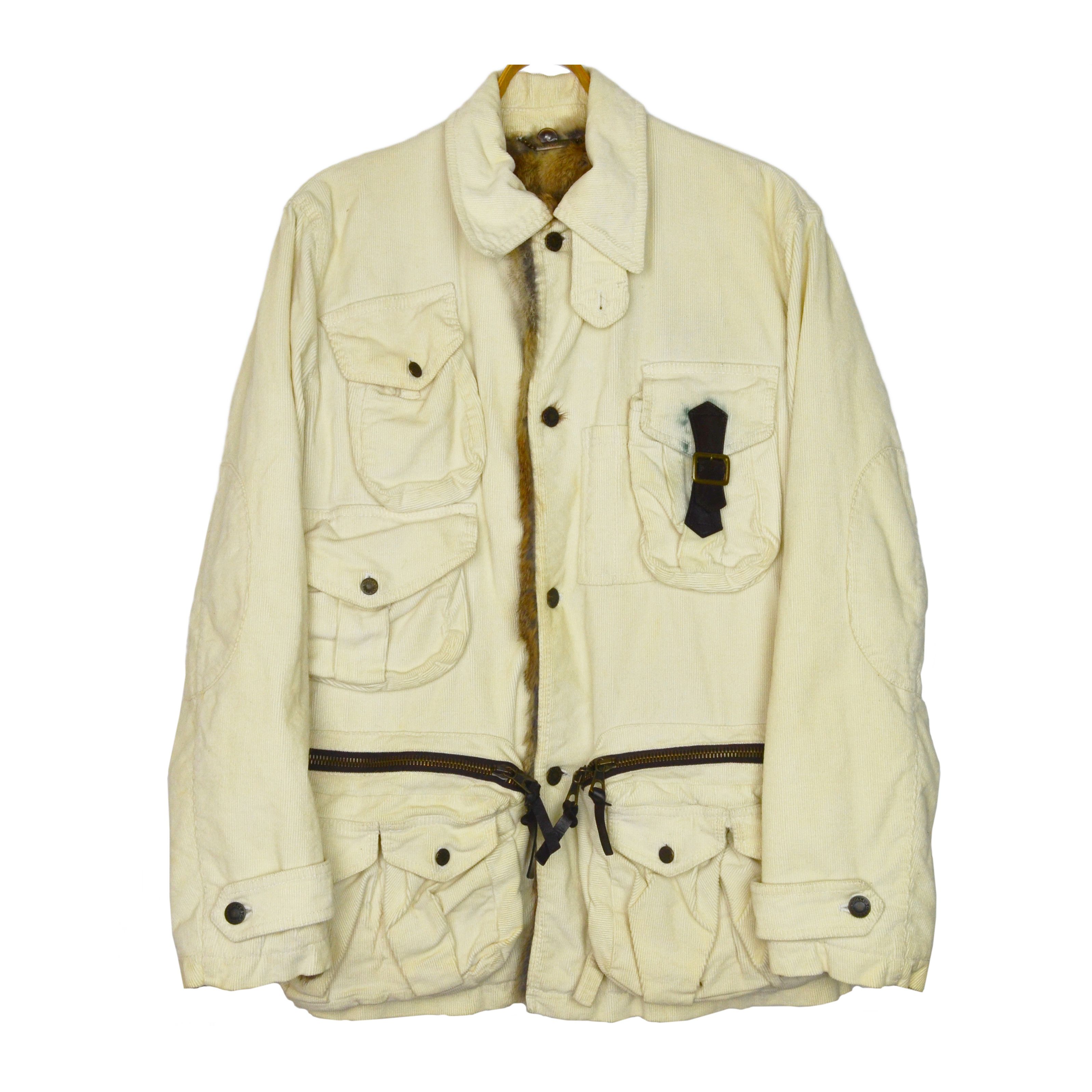 image of Dolce Gabbana Cargo Jacket Coat Corduroy Vintage 2003 in Milky, Men's (Size Medium)