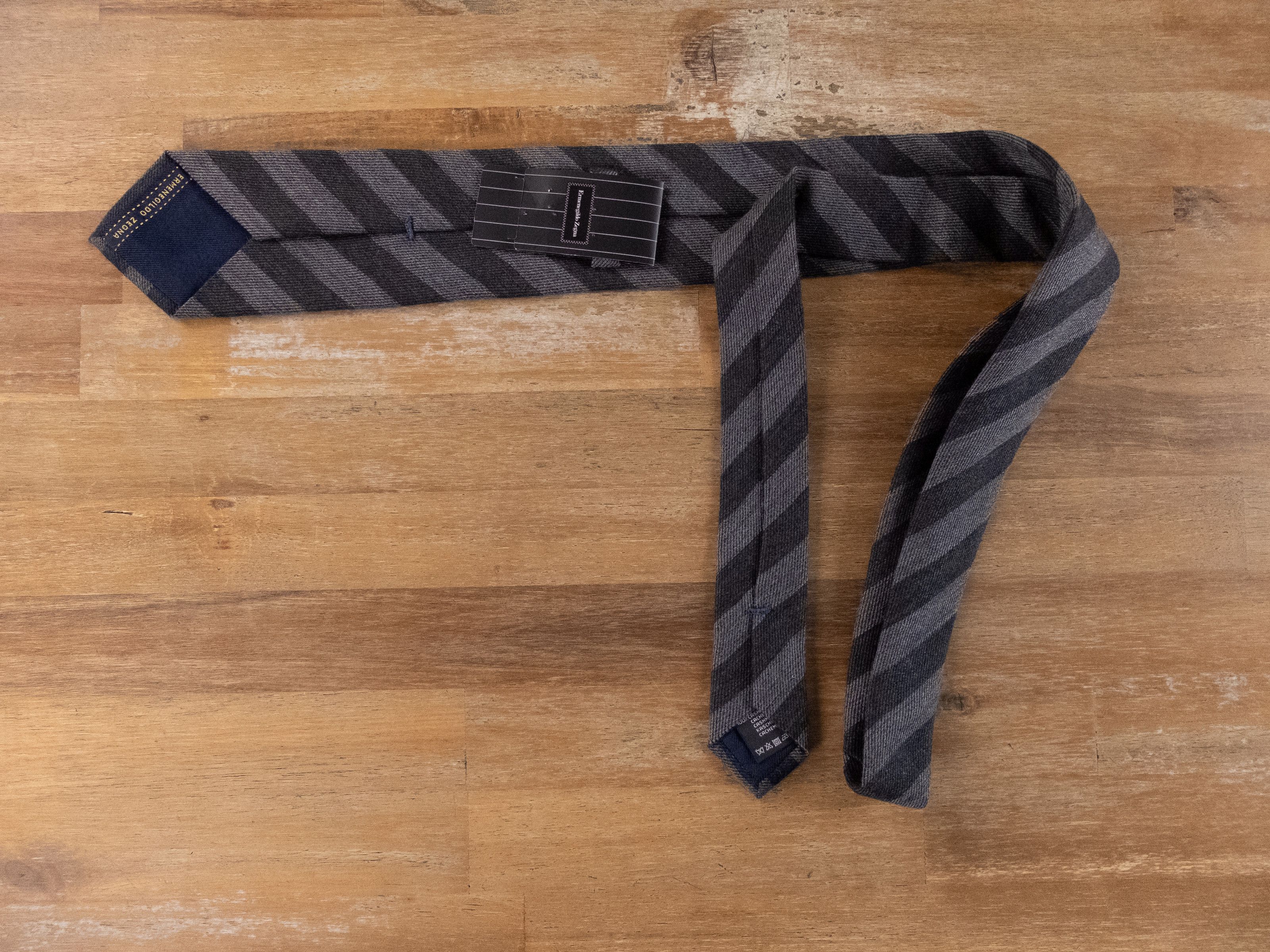 Ermenegildo Zegna ERMENEGILDO ZEGNA gray striped cashmere tie authentic Size ONE SIZE - 2 Thumbnail