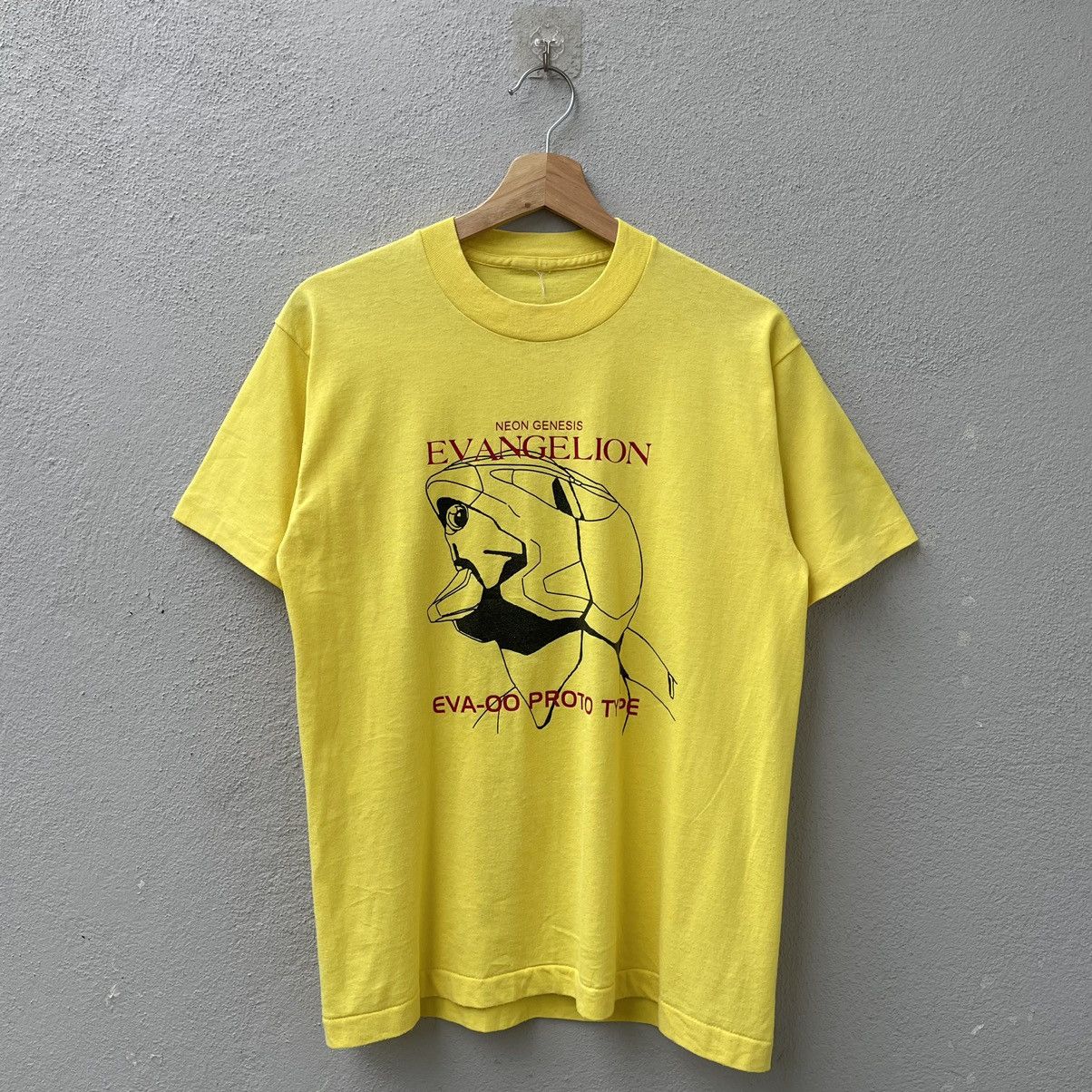 image of Vintage Neon Genesis Evangelion Tee Shirt in Yellow, Men's (Size Medium)