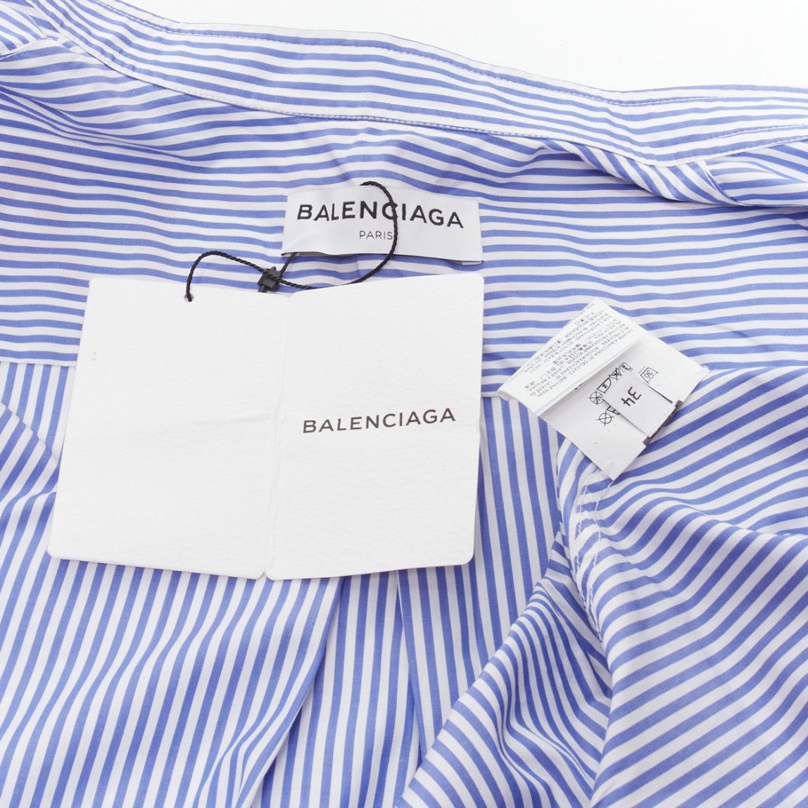 Balenciaga new BALENCIAGA Demna 2017 red BB logo blue white stripe relaxed cut oversized shirt FR34 XS Size XS / US 0-2 / IT 36-38 - 9 Preview