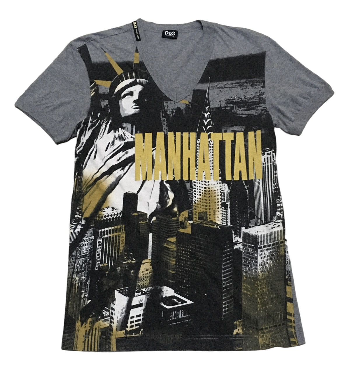 image of Dolce Gabbana Design Vintage Dolce & Gabbana Overprint T-Shirt 2000S in Grey, Men's (Size Medium)