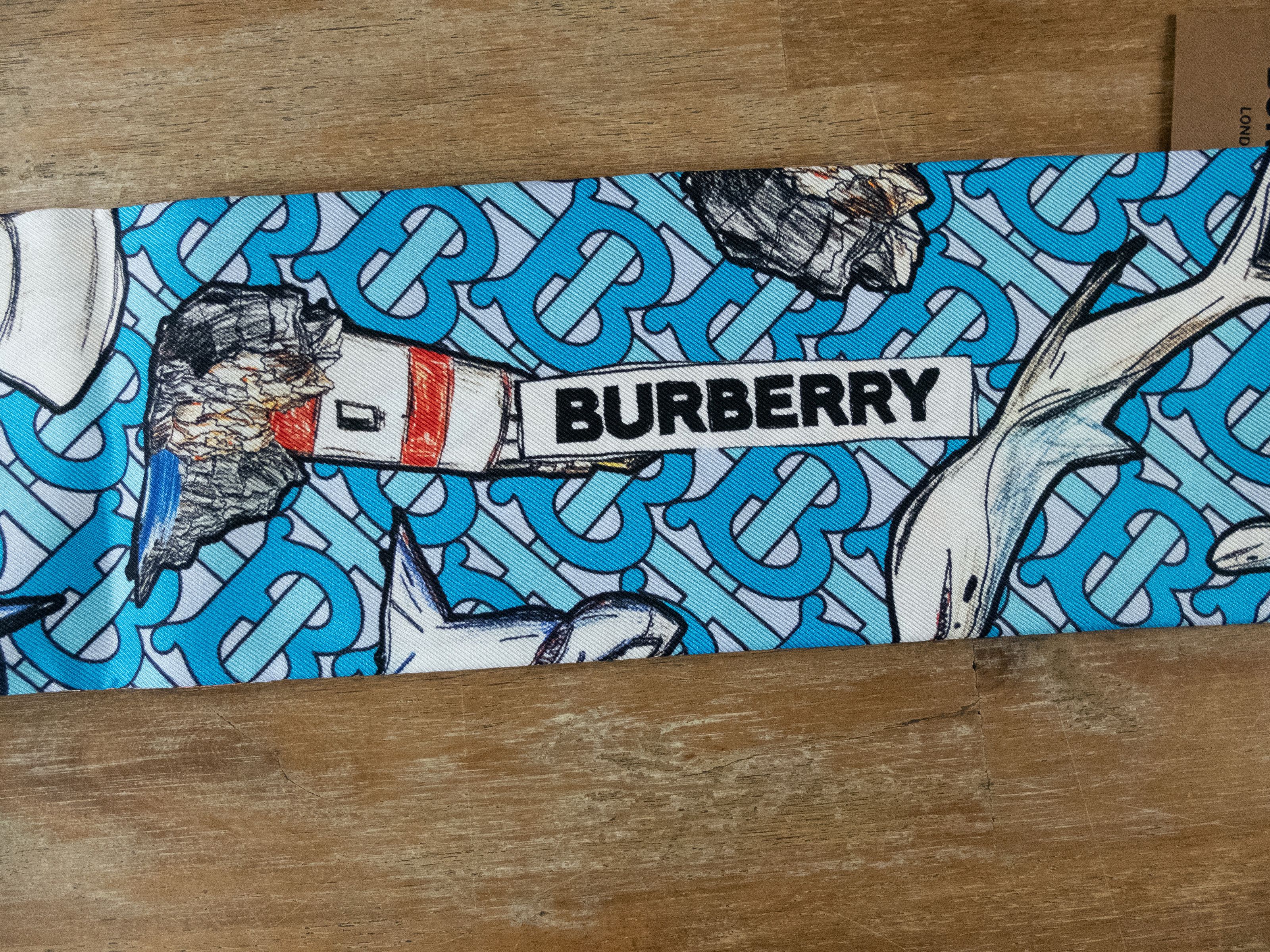 Burberry BURBERRY ocean sailor reversible twill silk skinny scarf Size ONE SIZE - 5 Thumbnail
