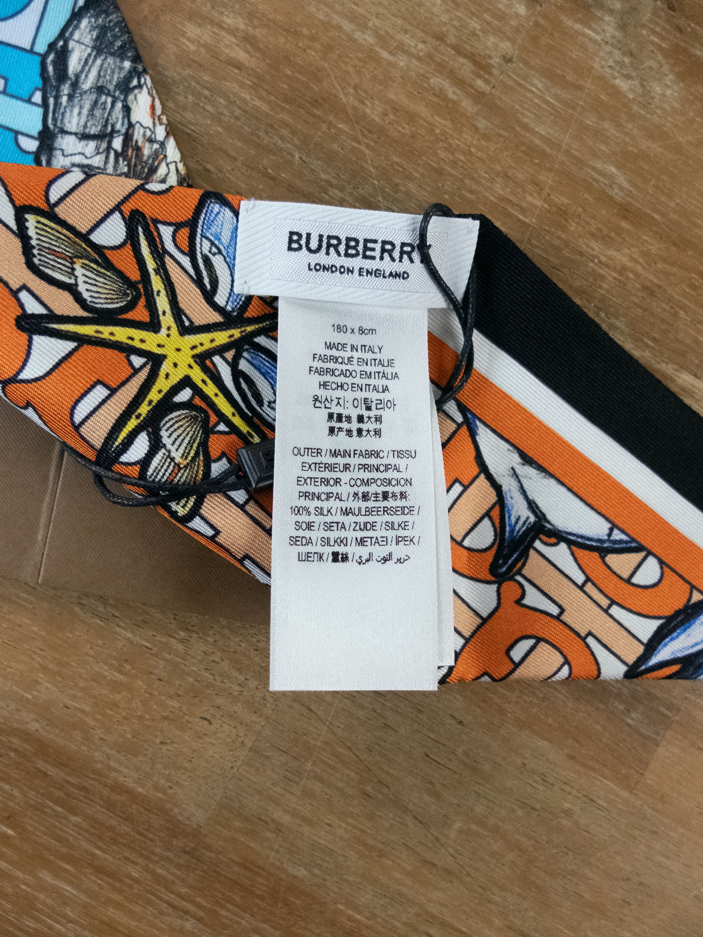 Burberry BURBERRY ocean sailor reversible twill silk skinny scarf Size ONE SIZE - 6 Thumbnail