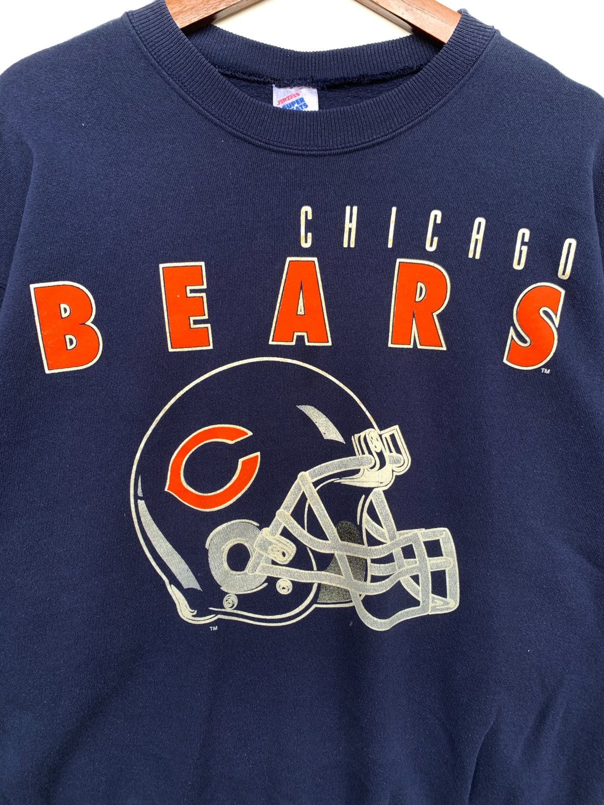 Jerzees Vintage 90s Chicago Bears Sweatshirt/Size L/Dark Blue Size US L / EU 52-54 / 3 - 3 Thumbnail