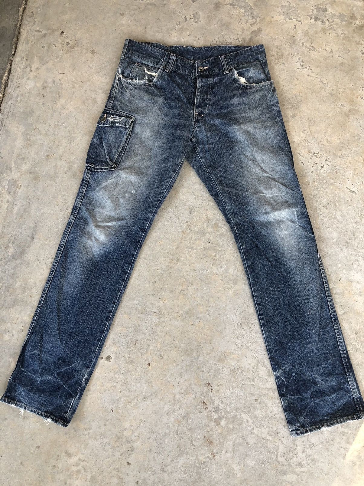 vintage john bull broken distressed denim cargo pocket