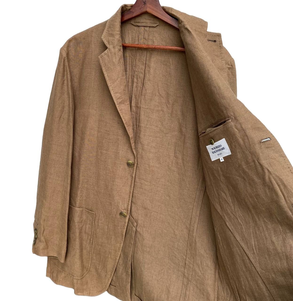 image of Maurizio Baldassari Linen Jacket Camel Darkbrown, Men's (Size Medium)