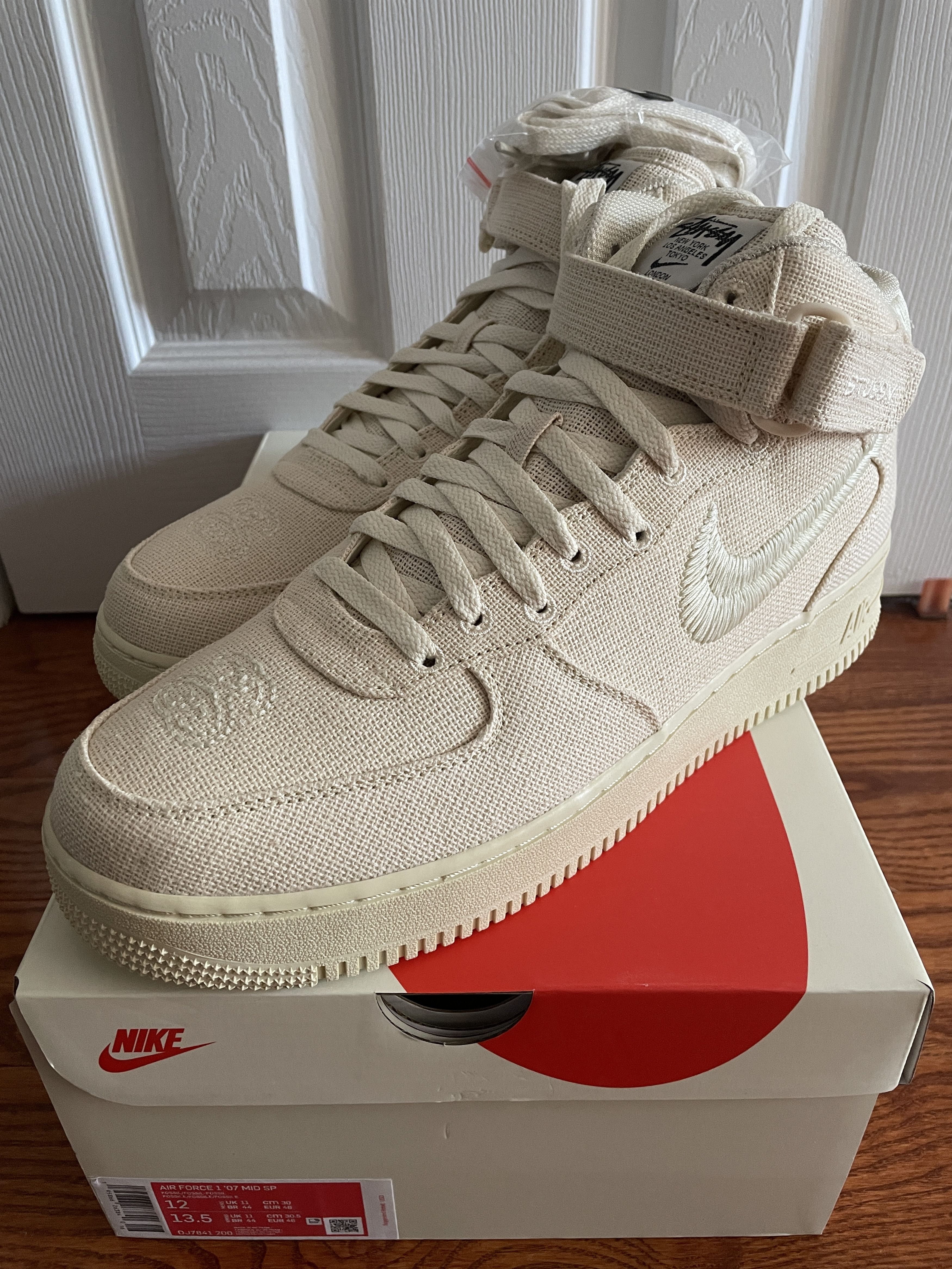 Nike × Stussy Stussy Nike Air Force 1 Mid Fossil Size 12 NEW DJ7840-003 Size US 12 / EU 45 - 1 Thumbnail