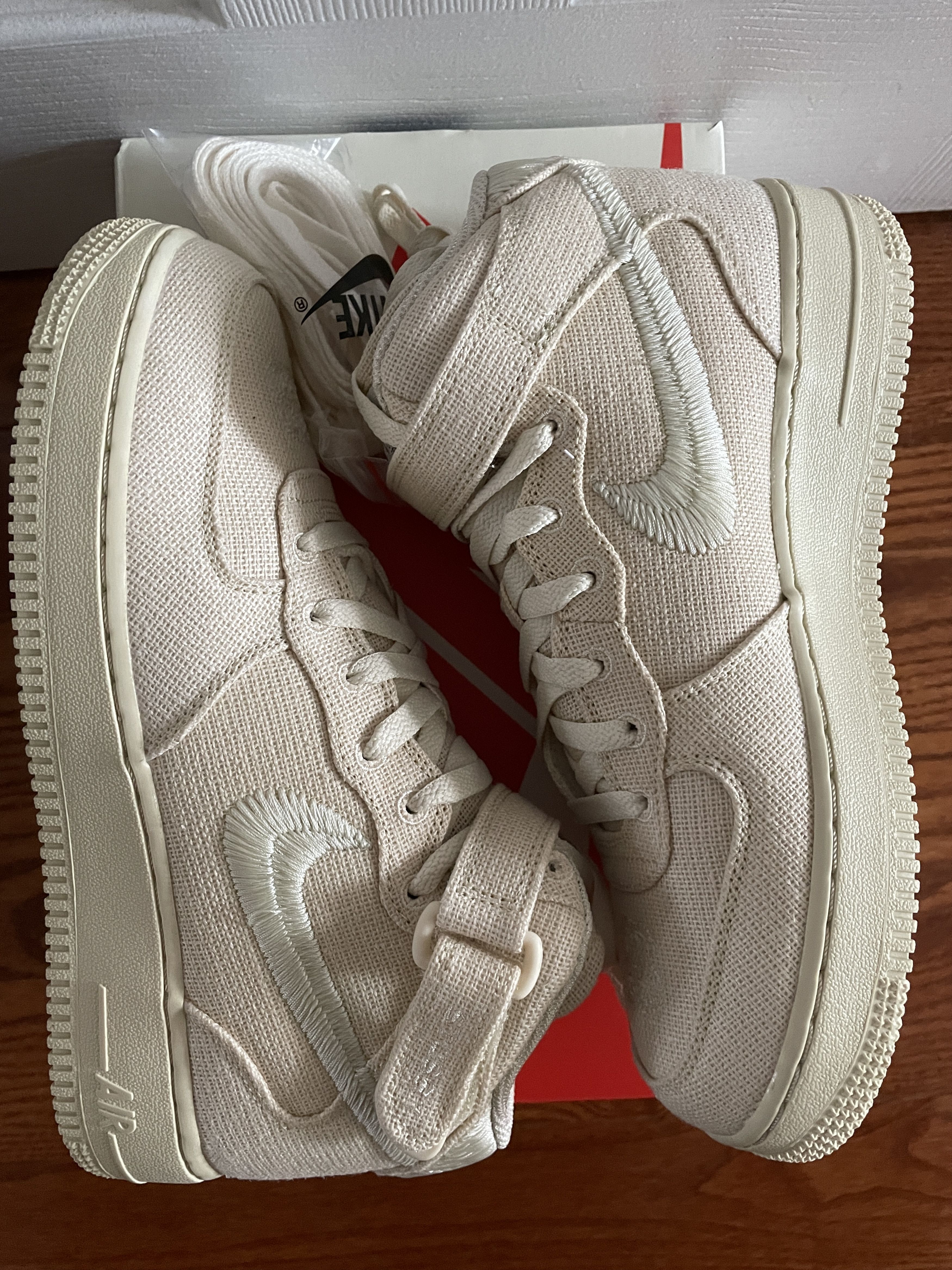 Nike × Stussy Stussy Nike Air Force 1 Mid Fossil Men 7 Women 8.5 NEW Size US 7 / EU 40 - 4 Thumbnail
