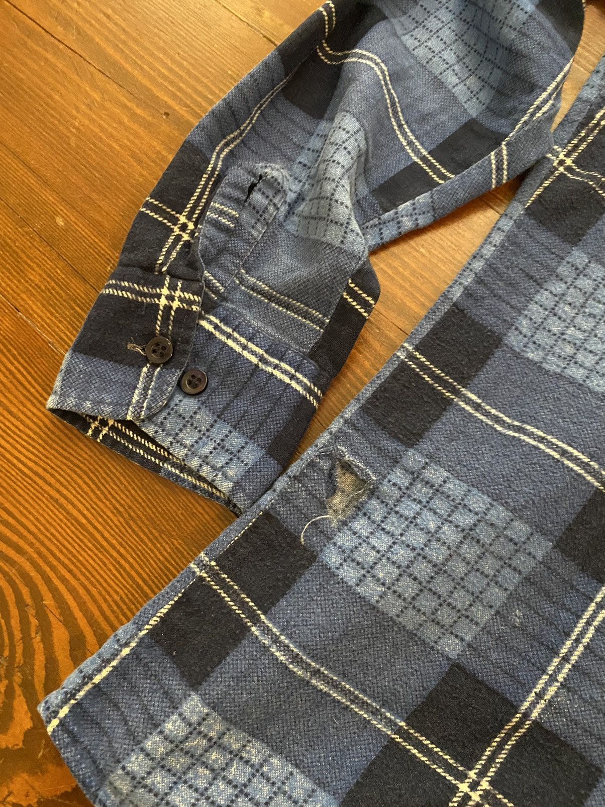 Dickies Vintage 80’s Dickies Blue Plaid Thin Flannel Button Up Size US S / EU 44-46 / 1 - 12 Thumbnail