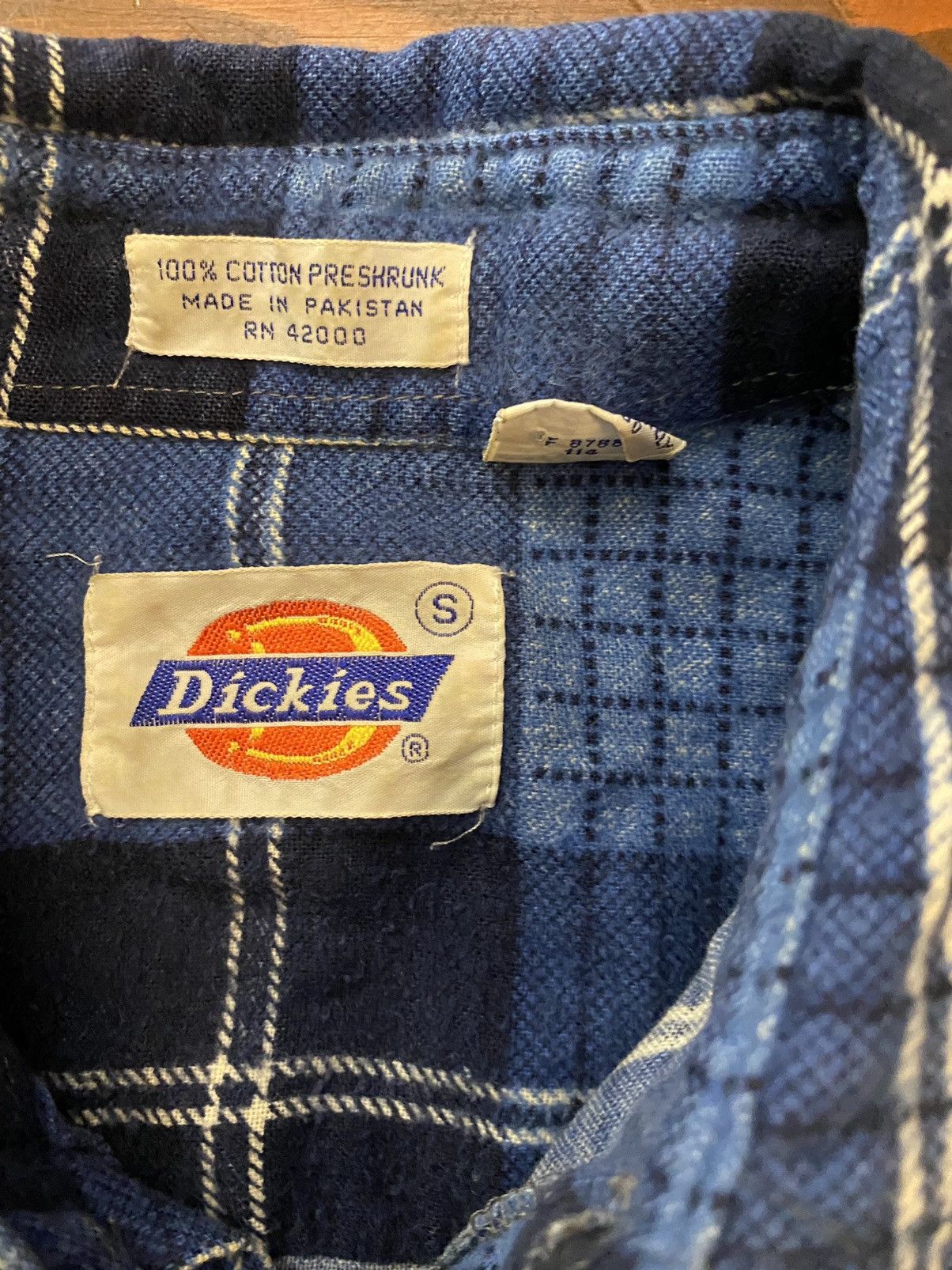 Dickies Vintage 80’s Dickies Blue Plaid Thin Flannel Button Up Size US S / EU 44-46 / 1 - 7 Thumbnail