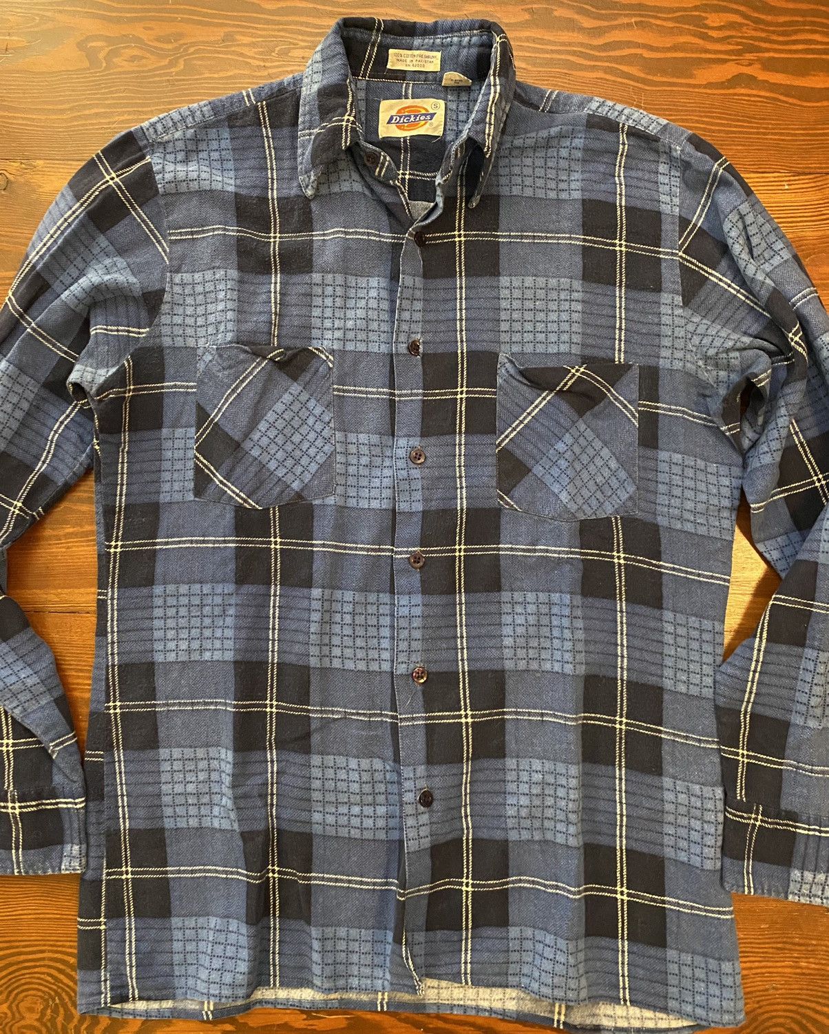 Dickies Vintage 80’s Dickies Blue Plaid Thin Flannel Button Up Size US S / EU 44-46 / 1 - 1 Thumbnail