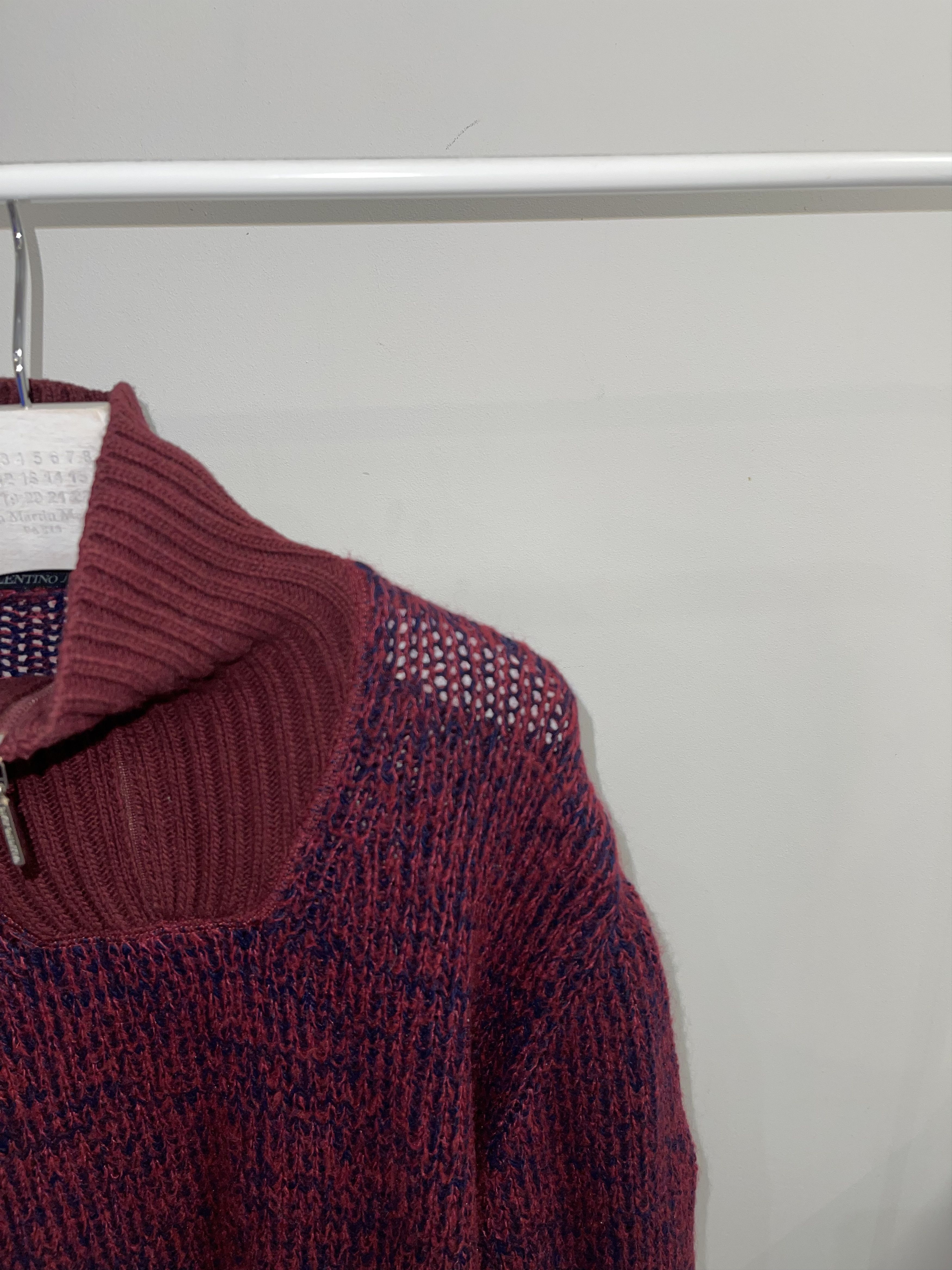 Valentino Archive Valentino Handknit 1/4 Zipped Mohair Wool Sweater Size US XL / EU 56 / 4 - 4 Thumbnail