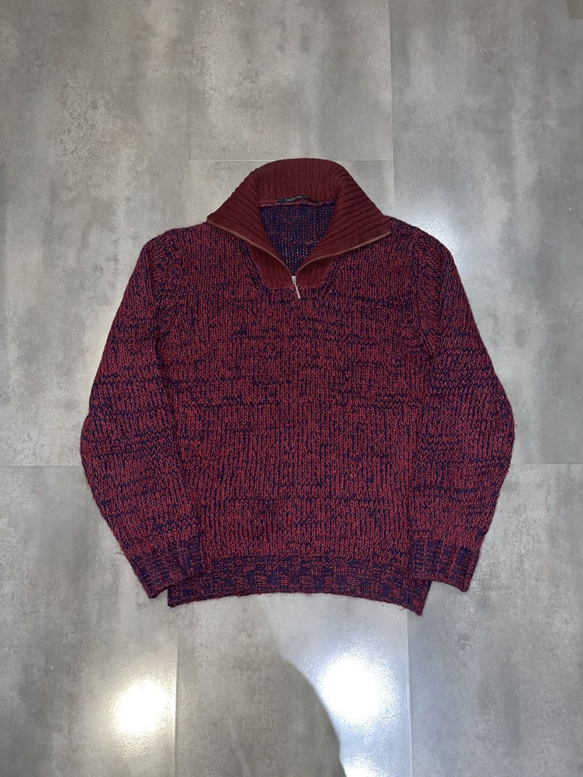 Valentino Archive Valentino Handknit 1/4 Zipped Mohair Wool Sweater Size US XL / EU 56 / 4 - 18 Thumbnail