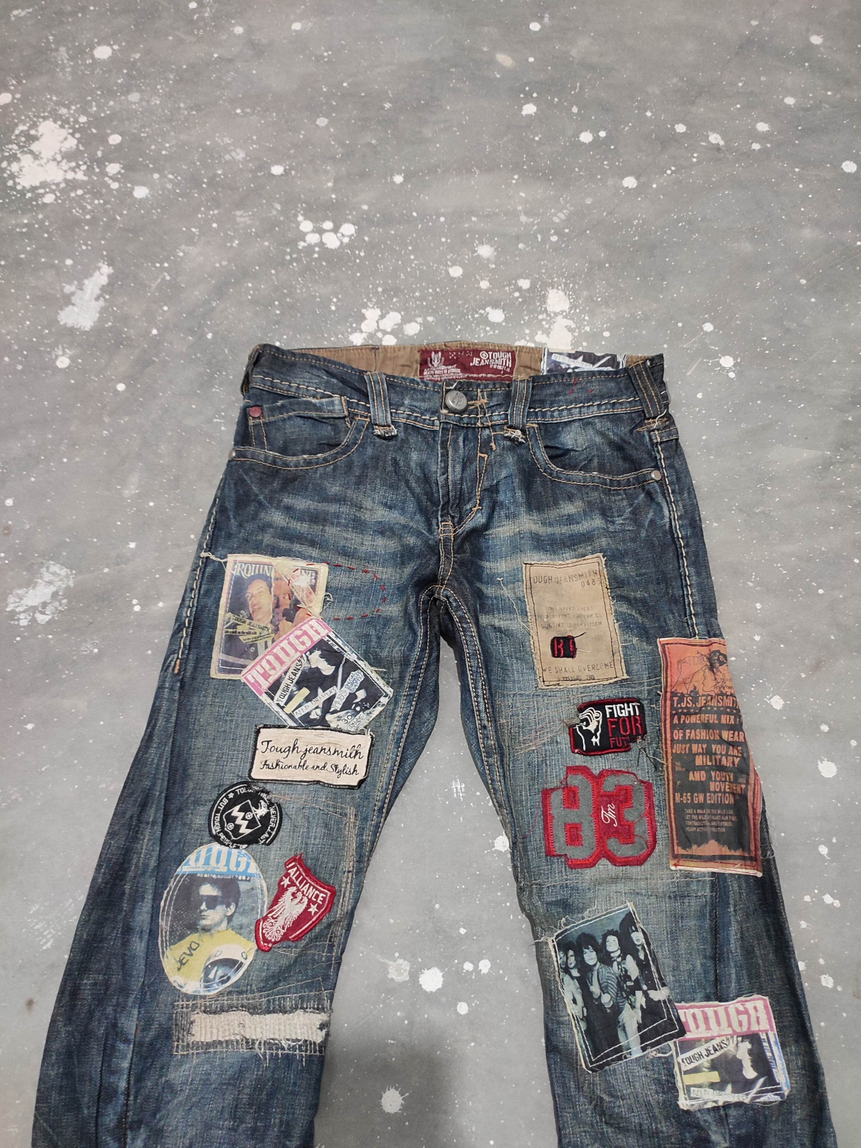 Japanese Brand 🔥 Tough Jeansmith Nice Art Patches Punk Jeans Size US 29 - 2 Thumbnail
