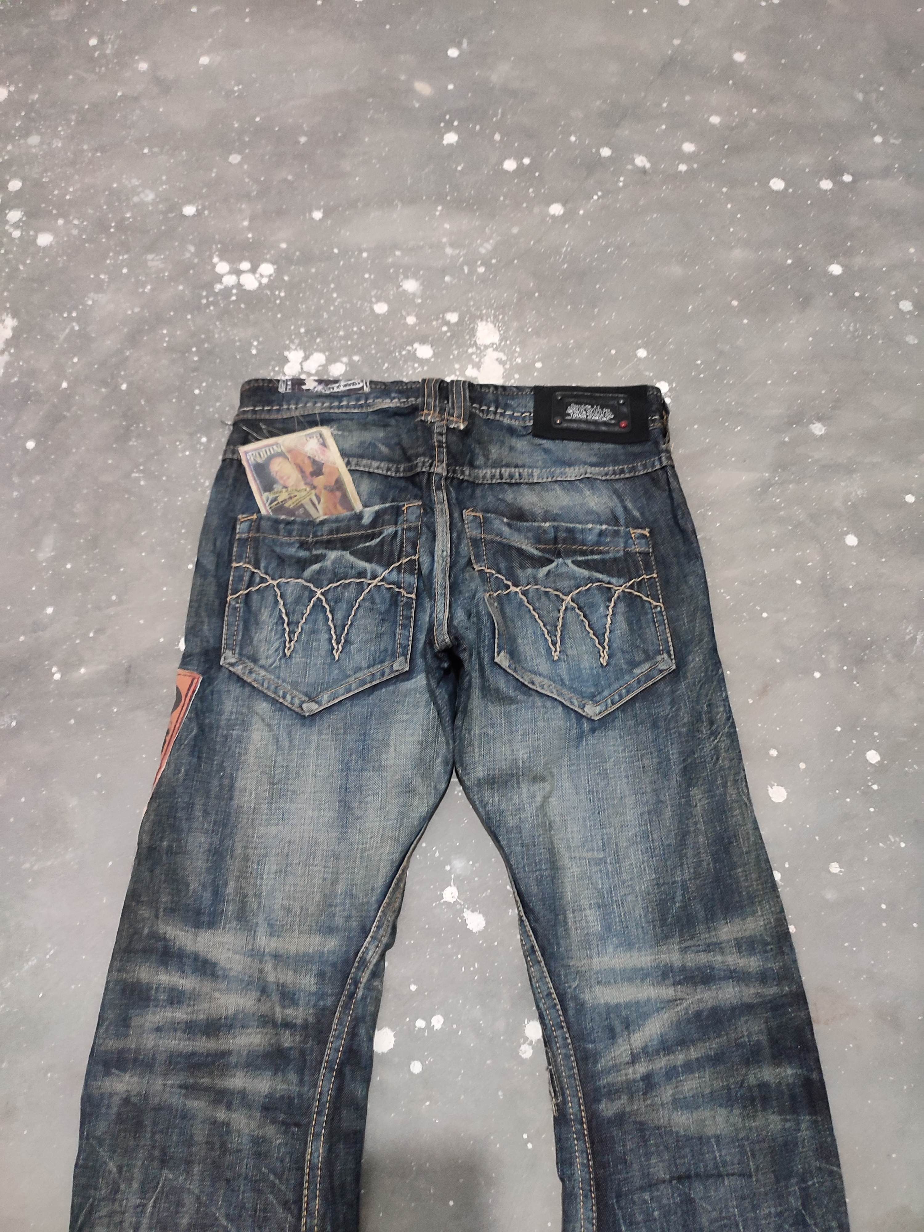 Japanese Brand 🔥 Tough Jeansmith Nice Art Patches Punk Jeans Size US 29 - 10 Thumbnail