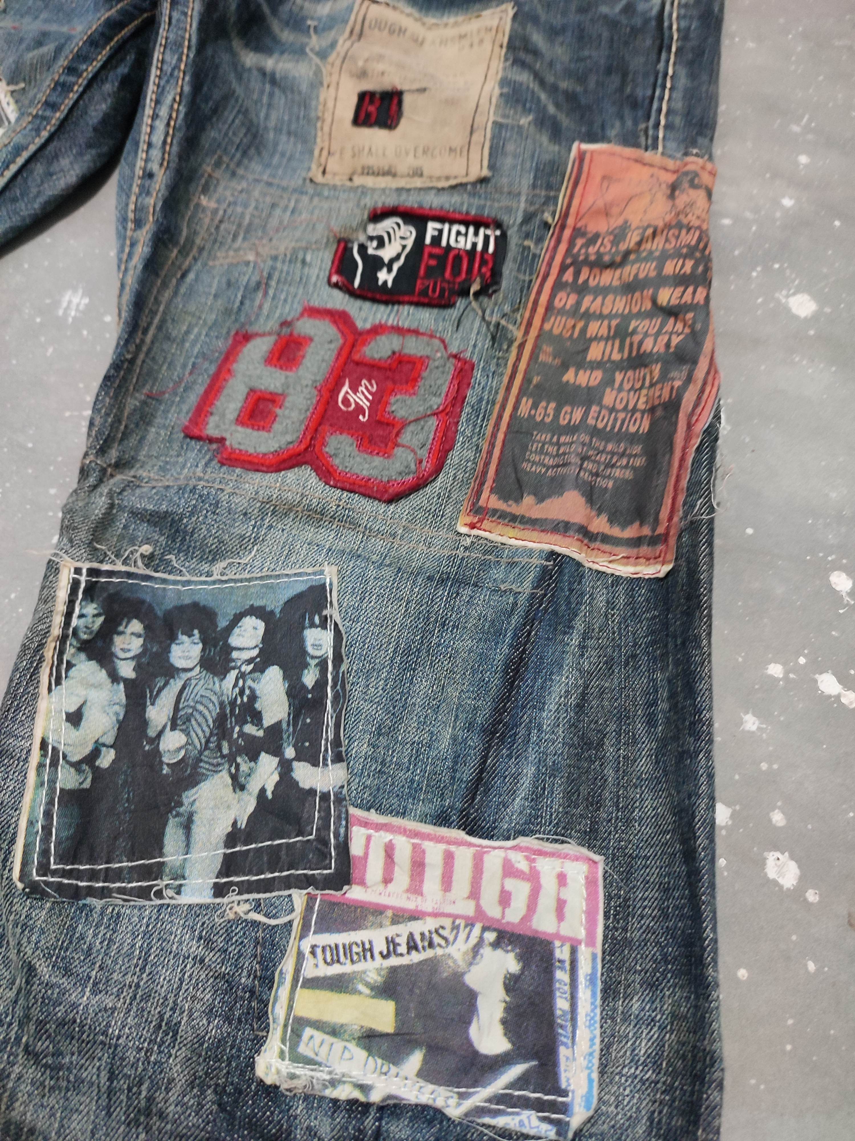 Japanese Brand 🔥 Tough Jeansmith Nice Art Patches Punk Jeans Size US 29 - 5 Thumbnail