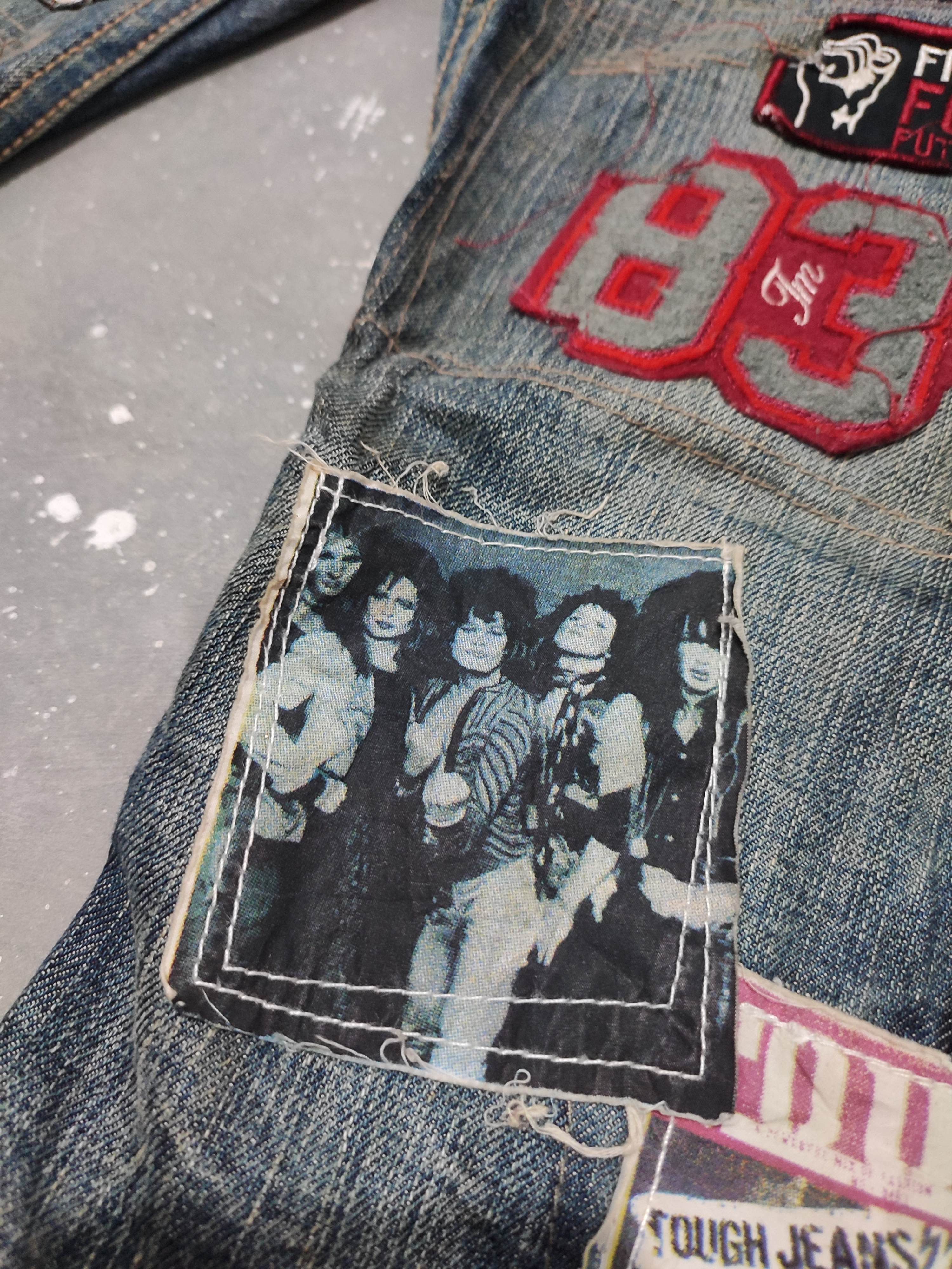 Japanese Brand 🔥 Tough Jeansmith Nice Art Patches Punk Jeans Size US 29 - 4 Thumbnail