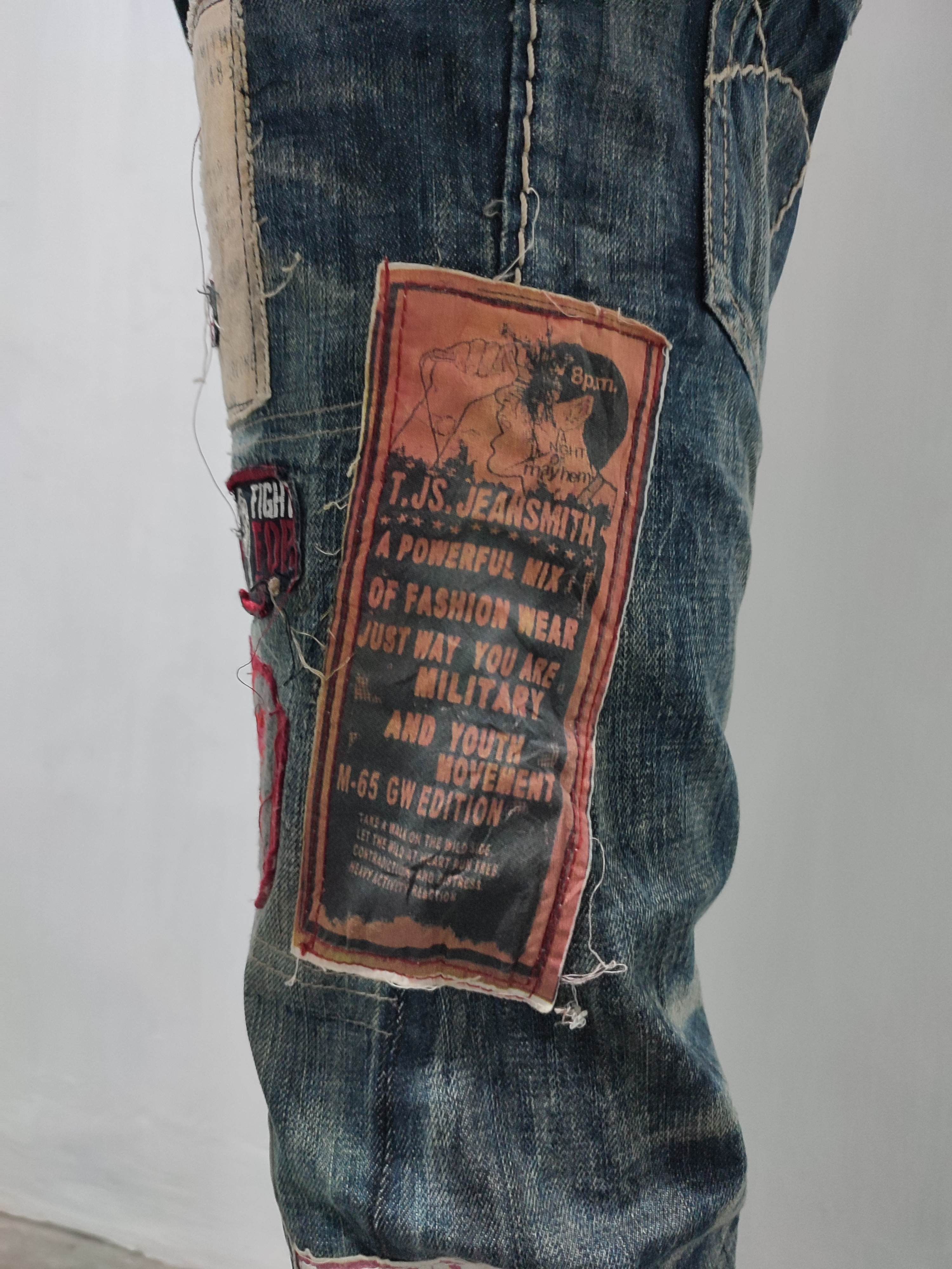Japanese Brand 🔥 Tough Jeansmith Nice Art Patches Punk Jeans Size US 29 - 19 Thumbnail