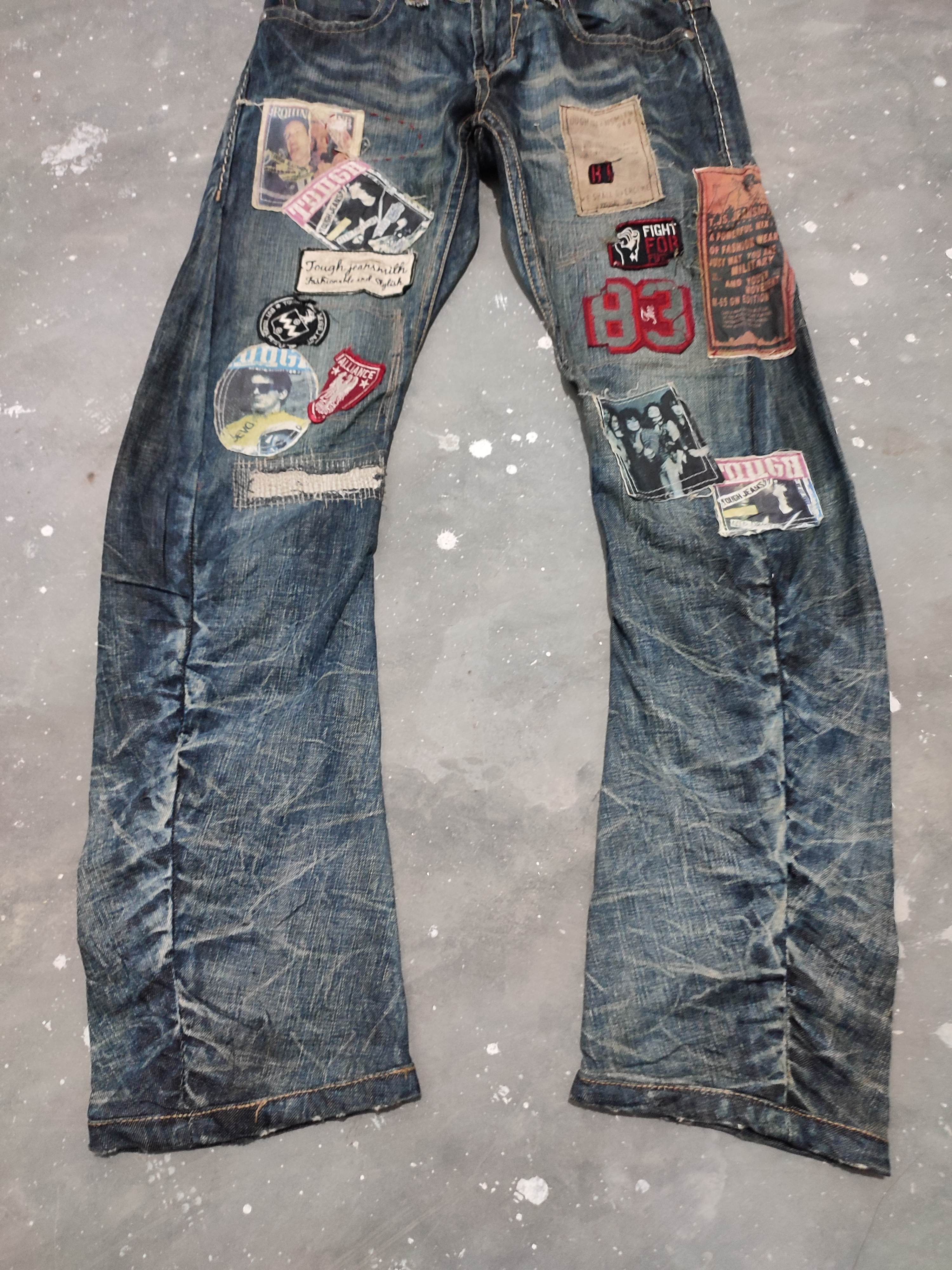 Japanese Brand 🔥 Tough Jeansmith Nice Art Patches Punk Jeans Size US 29 - 3 Thumbnail