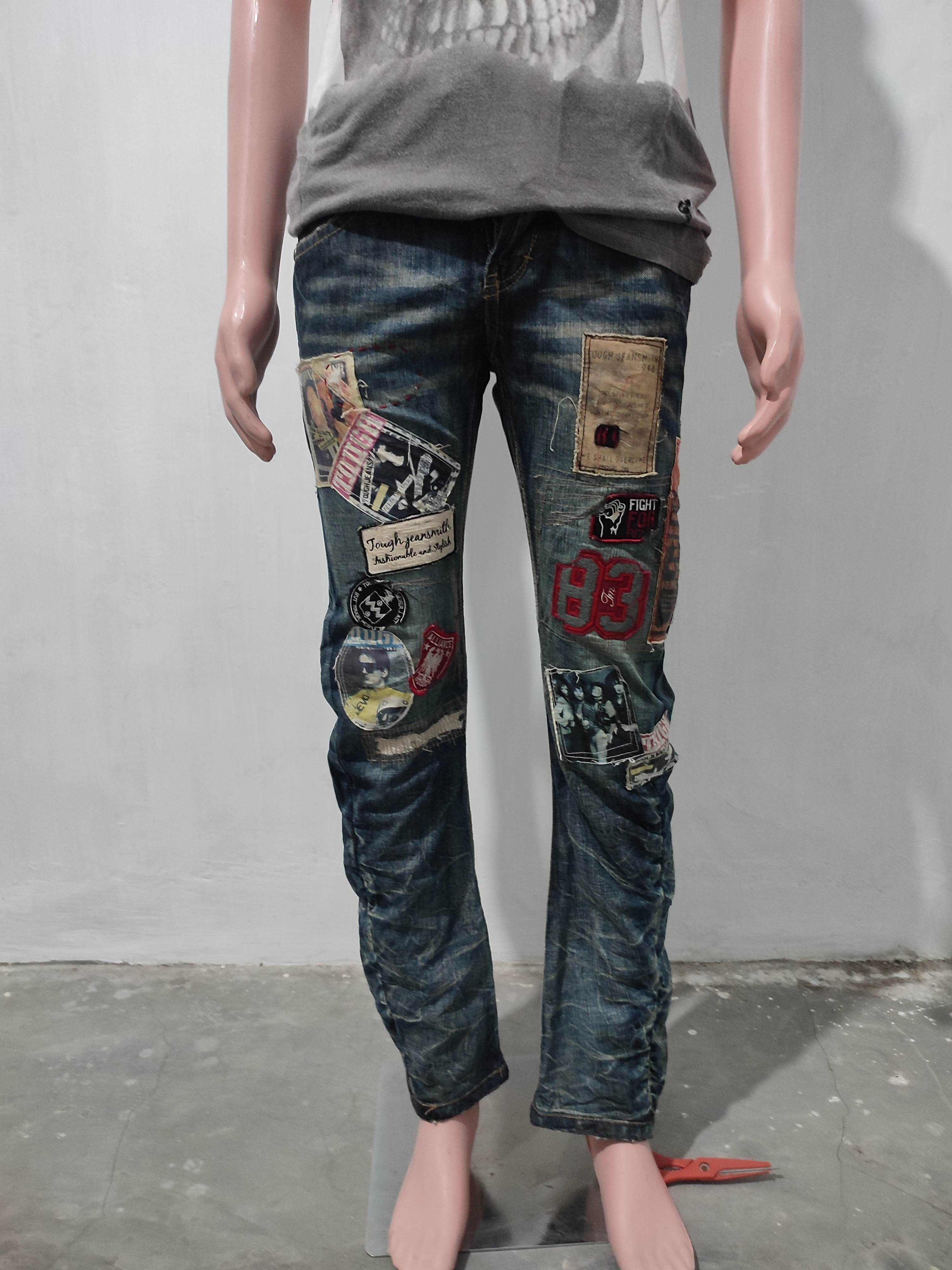 Japanese Brand 🔥 Tough Jeansmith Nice Art Patches Punk Jeans Size US 29 - 17 Thumbnail