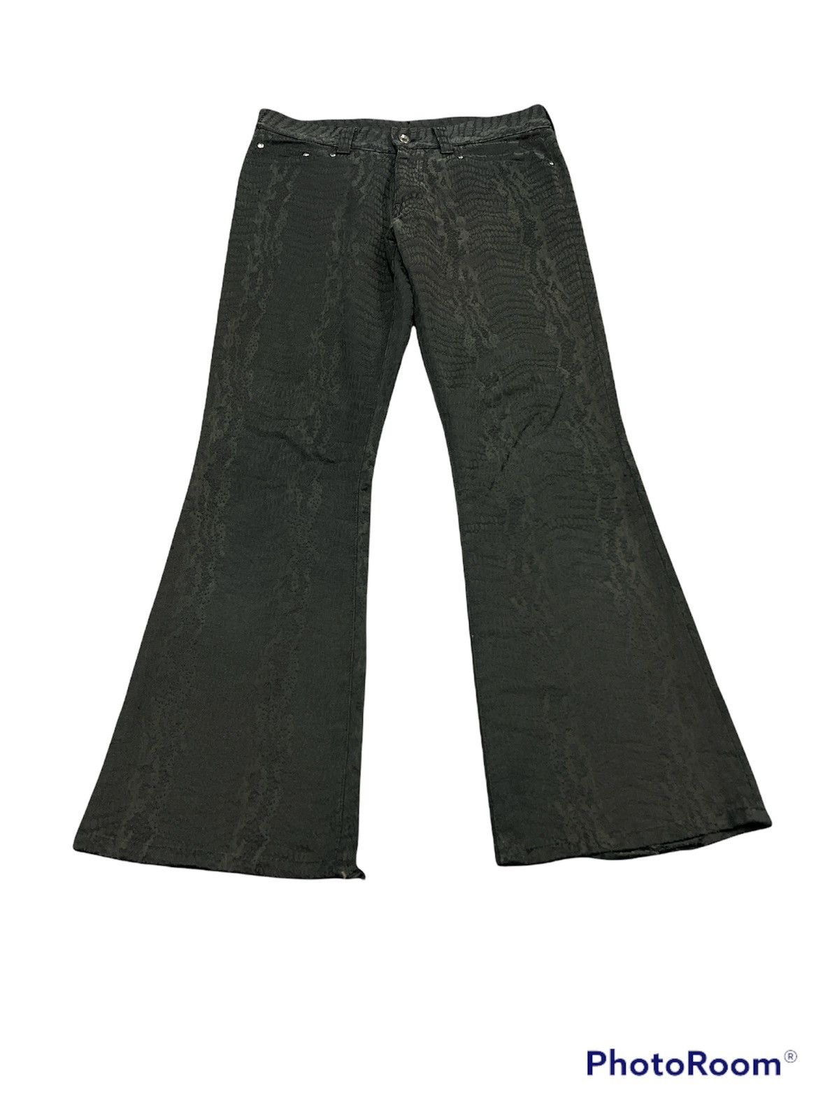 Japanese Brand × Vintage Rare🔥Snake Skin Printed Flared Semantic Desing Cotton Pants Size US 32 / EU 48 - 2 Thumbnail