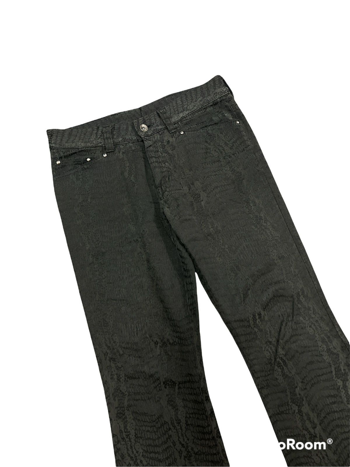 Japanese Brand × Vintage Rare🔥Snake Skin Printed Flared Semantic Desing Cotton Pants Size US 32 / EU 48 - 3 Thumbnail