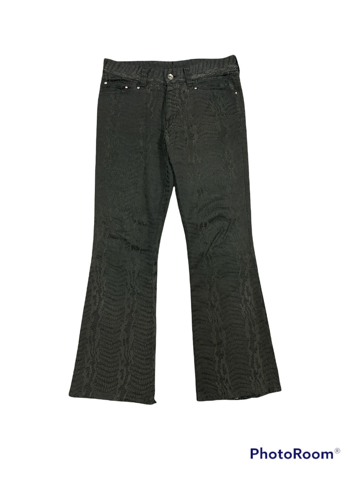 Japanese Brand × Vintage Rare🔥Snake Skin Printed Flared Semantic Desing Cotton Pants Size US 32 / EU 48 - 1 Thumbnail