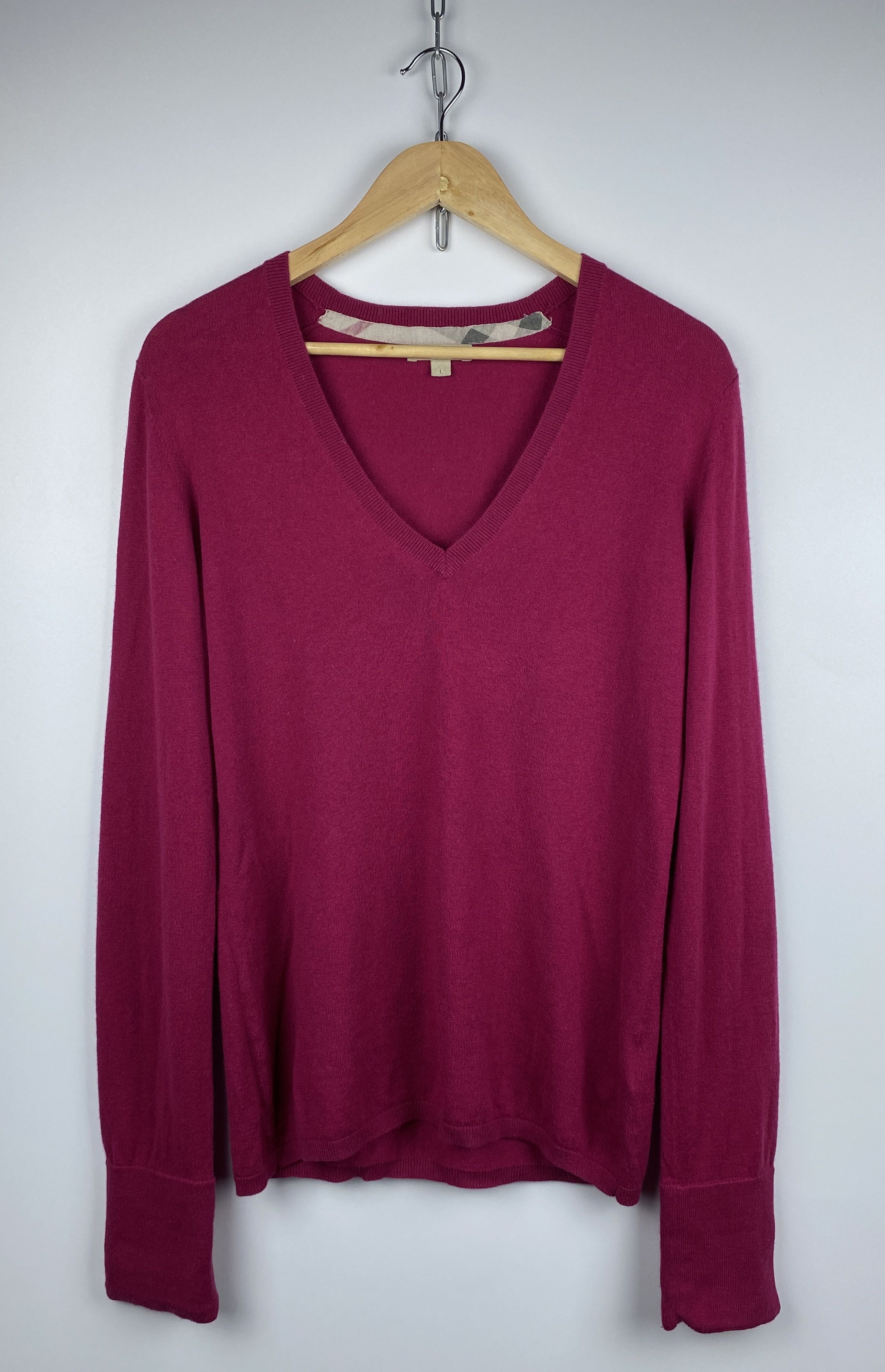 Burberry Burberry Brit Cotton Cashmere V-Neck Sweater Size L Size L / US 10 / IT 46 - 3 Thumbnail