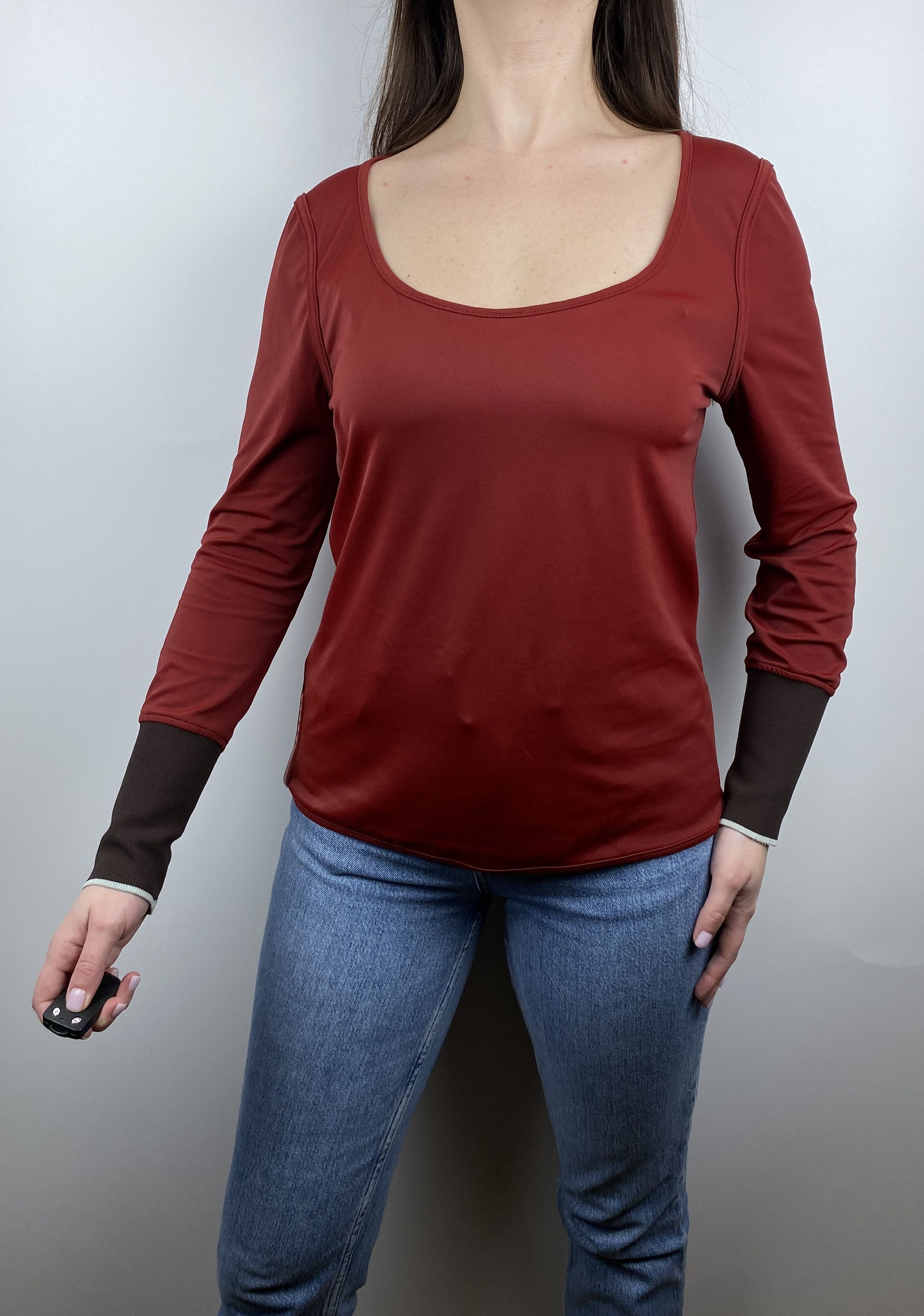 Prada × Vintage Prada Vintage Red Tab Long Sleeve Pullover Top Size L Size L / US 10 / IT 46 - 1 Thumbnail