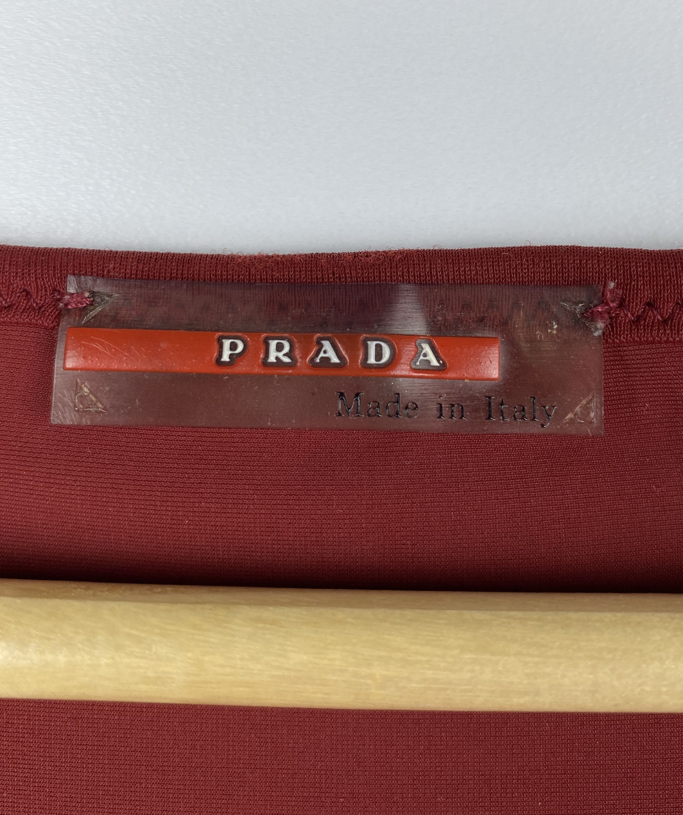 Prada × Vintage Prada Vintage Red Tab Long Sleeve Pullover Top Size L Size L / US 10 / IT 46 - 10 Thumbnail
