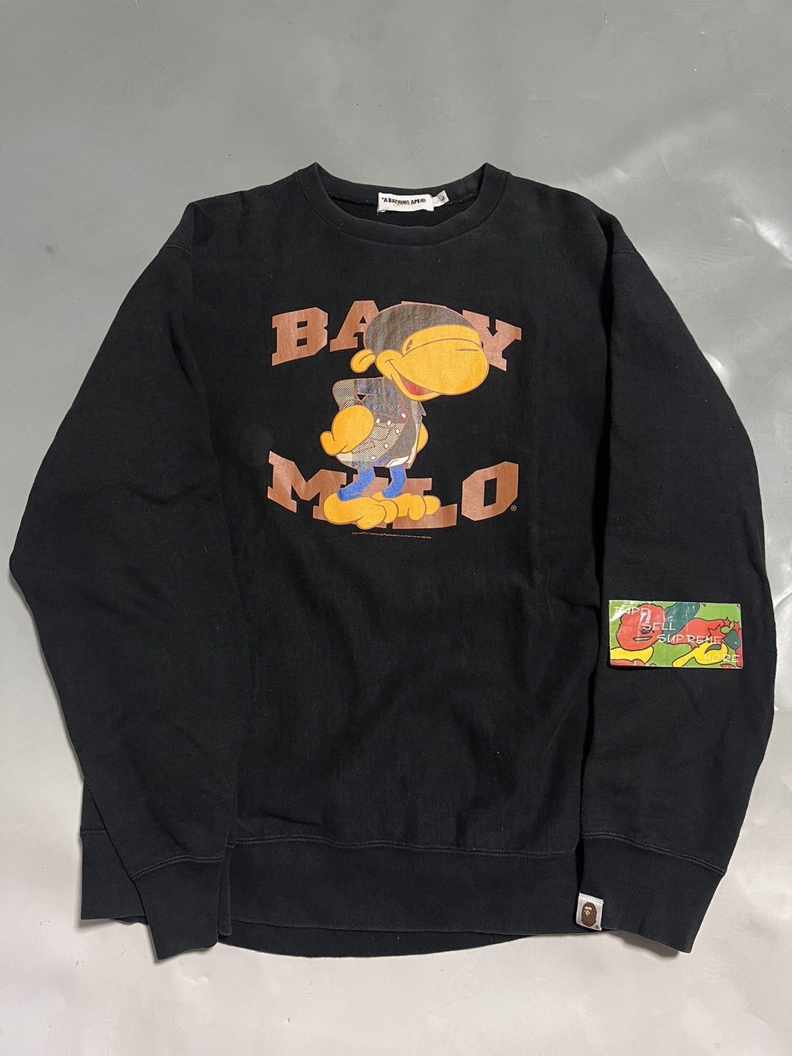 image of Bape Milo Crewneck Sweat Black, Men's (Size Large)