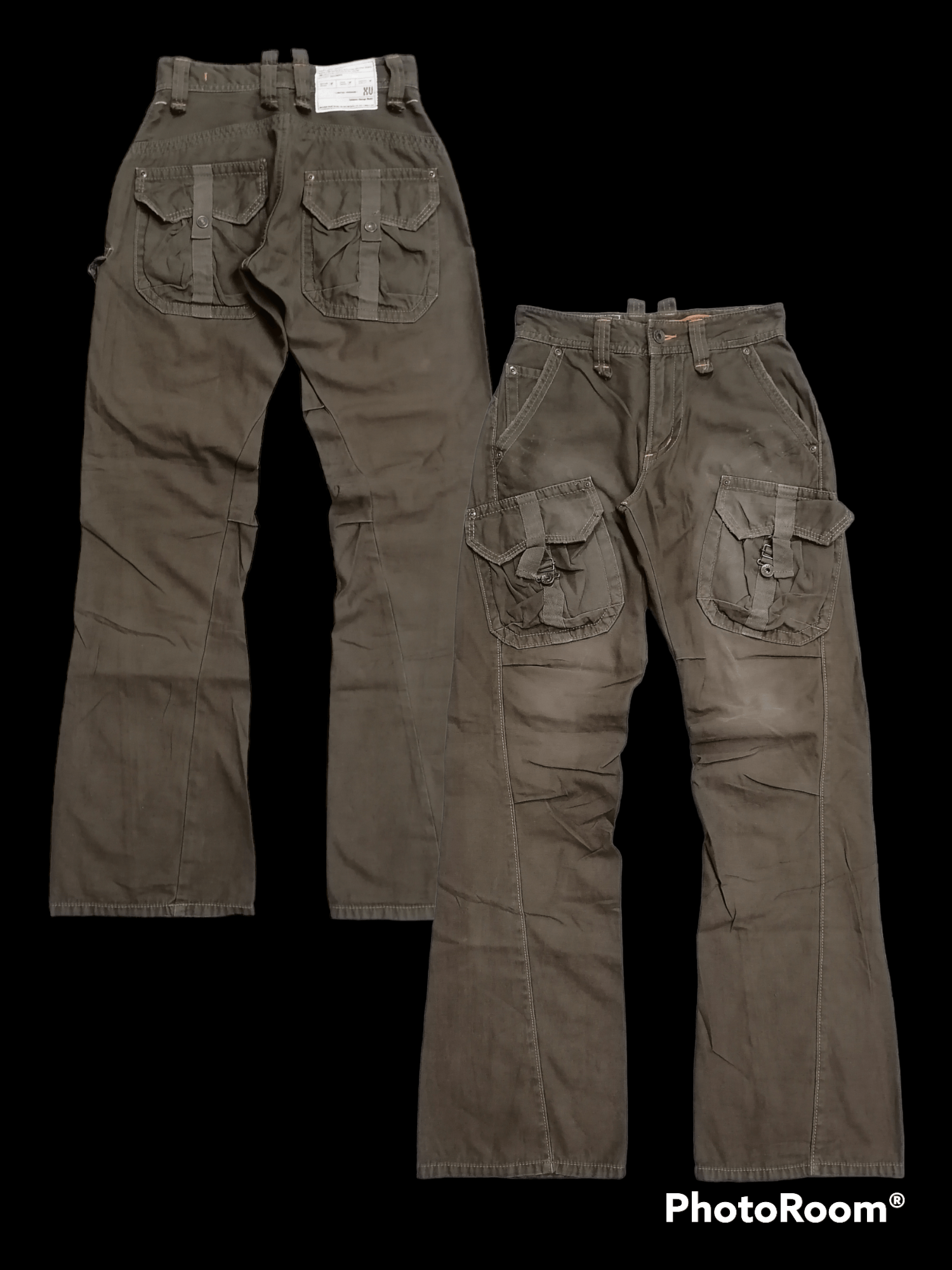 image of 20471120 x Archival Clothing Sickkkedwin Flare Twist Front Pocket Pants in Dark Green (Size 26)