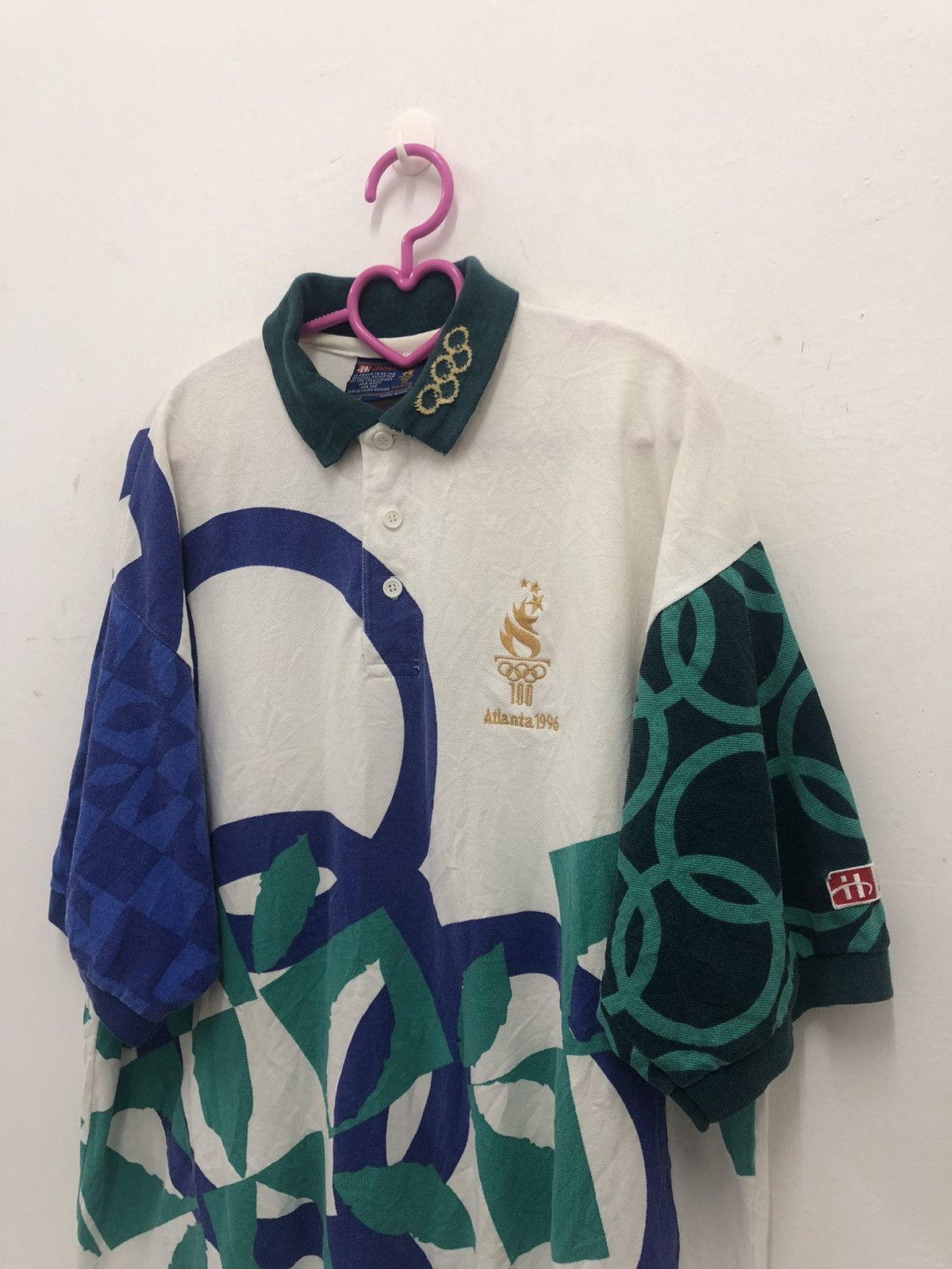 USA Olympics Rare Vintage OLYMPIC ATLANTA Hanes Full All Over Polo Shirt Size US XL / EU 56 / 4 - 2 Thumbnail