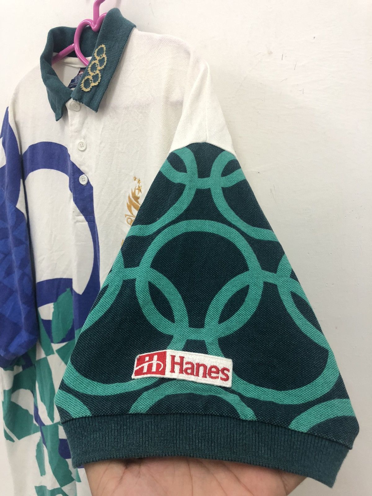 USA Olympics Rare Vintage OLYMPIC ATLANTA Hanes Full All Over Polo Shirt Size US XL / EU 56 / 4 - 3 Thumbnail