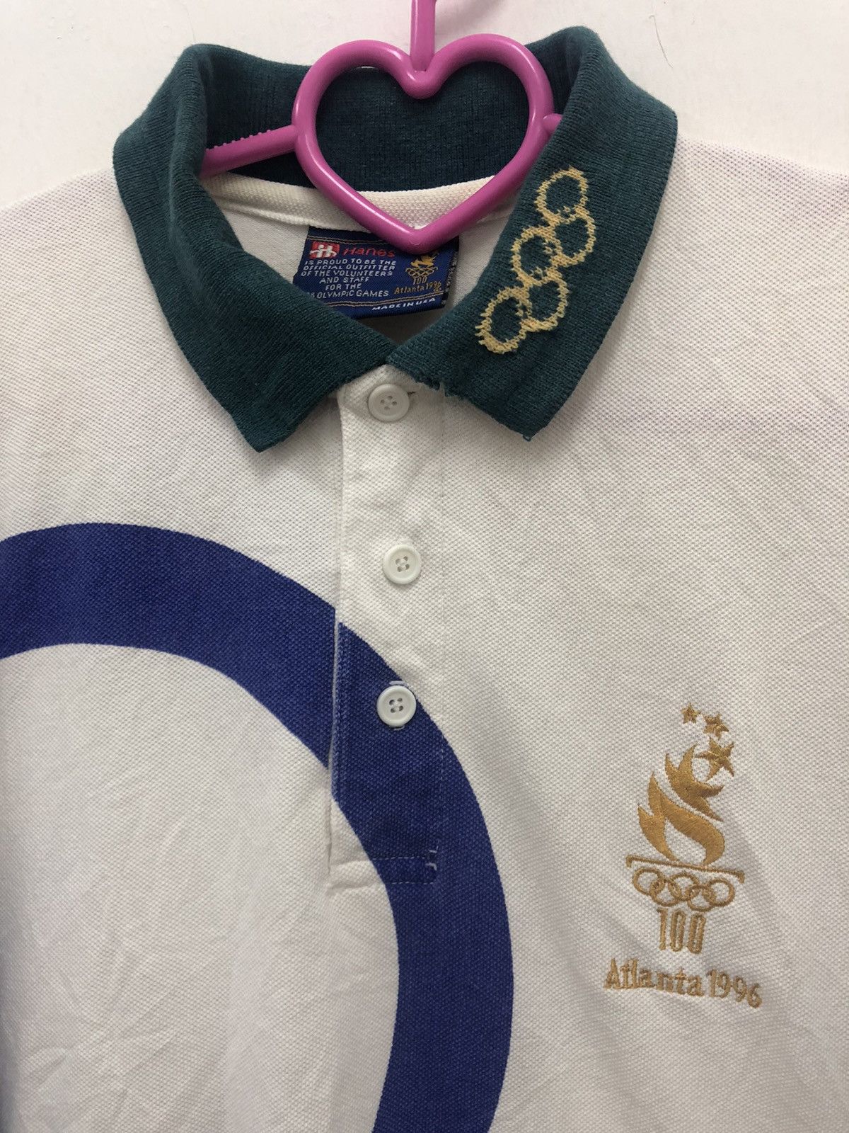 USA Olympics Rare Vintage OLYMPIC ATLANTA Hanes Full All Over Polo Shirt Size US XL / EU 56 / 4 - 4 Thumbnail