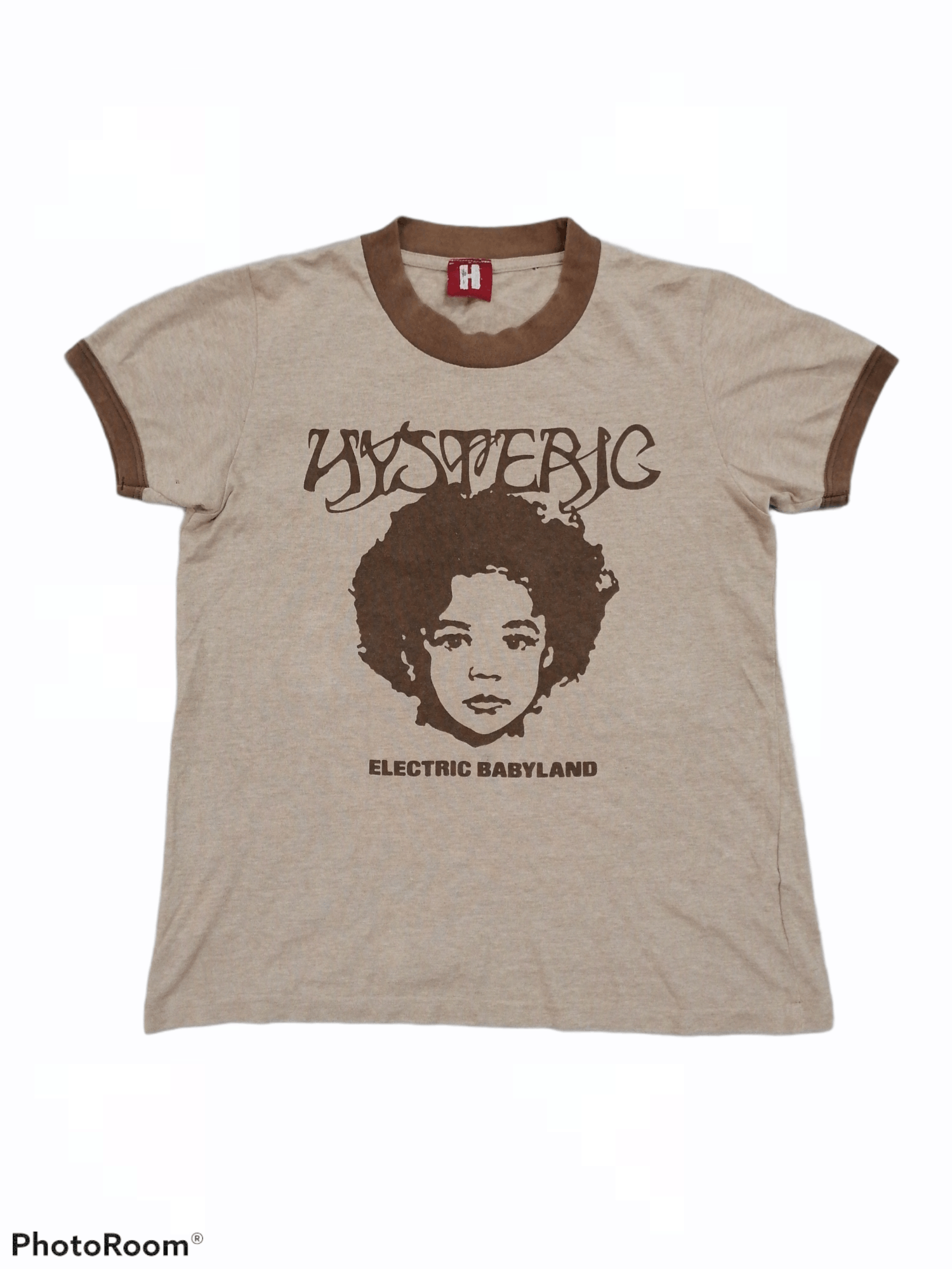 image of Hysteric Glamour Electric Babyland Ringer T-Shirt in Brown, Men's (Size 2XS)