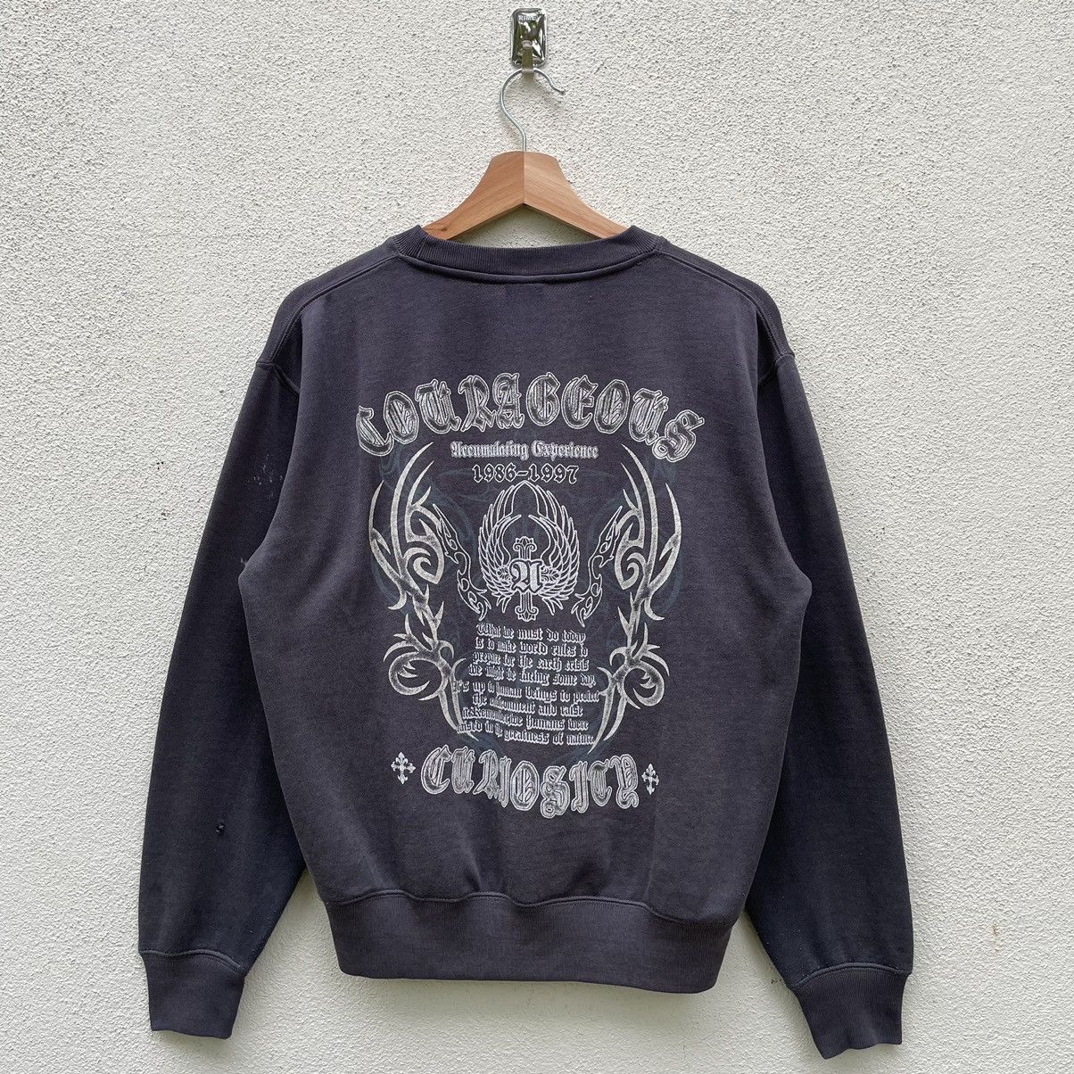 image of Vintage Courageous Curiosity Inspired Chrome Hearts Sweatshirt in Black, Men's (Size Medium)