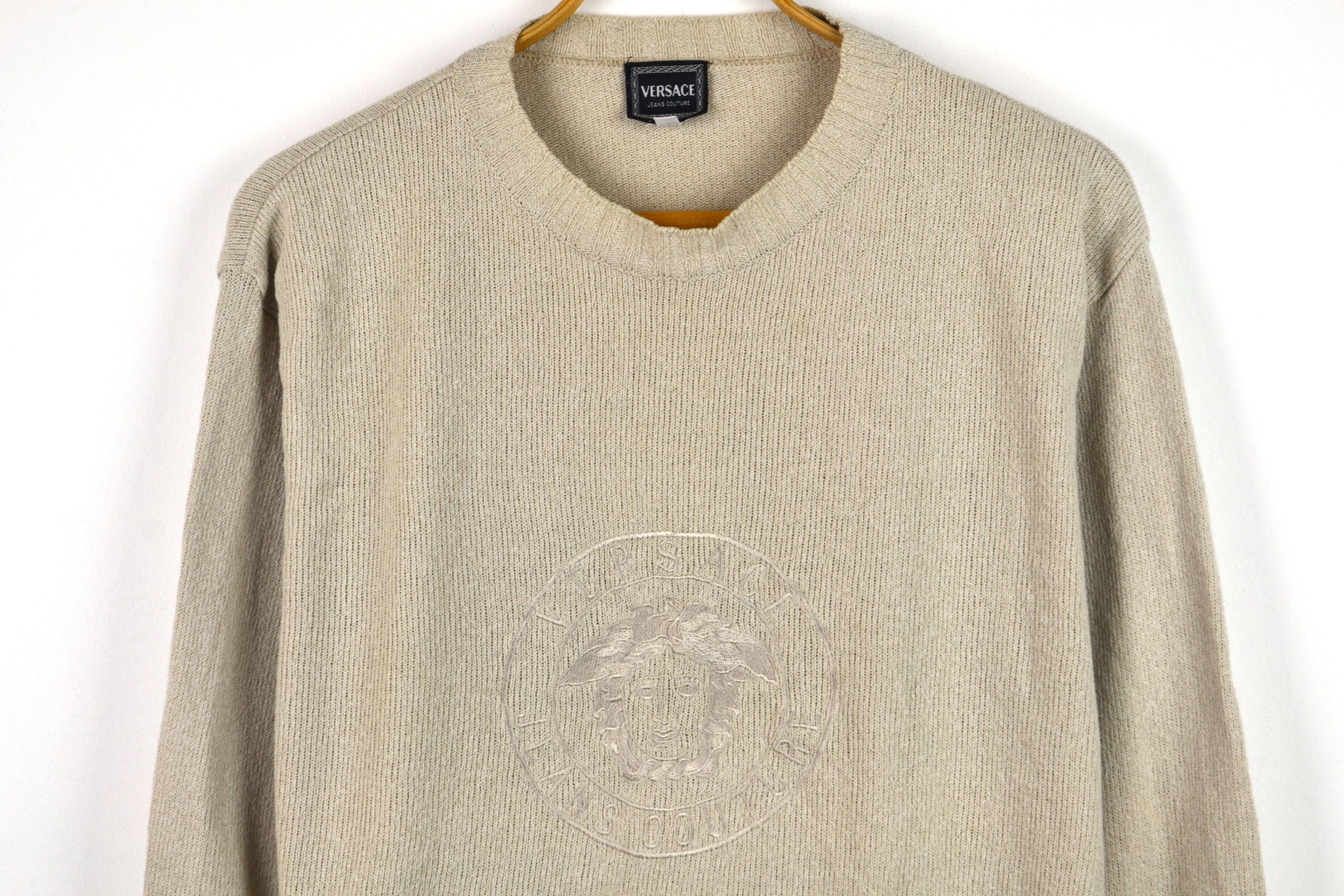 Versace Jeans Couture Versace Sweater Medusa Logo Knit Jumper Beige Size L Size US L / EU 52-54 / 3 - 3 Thumbnail