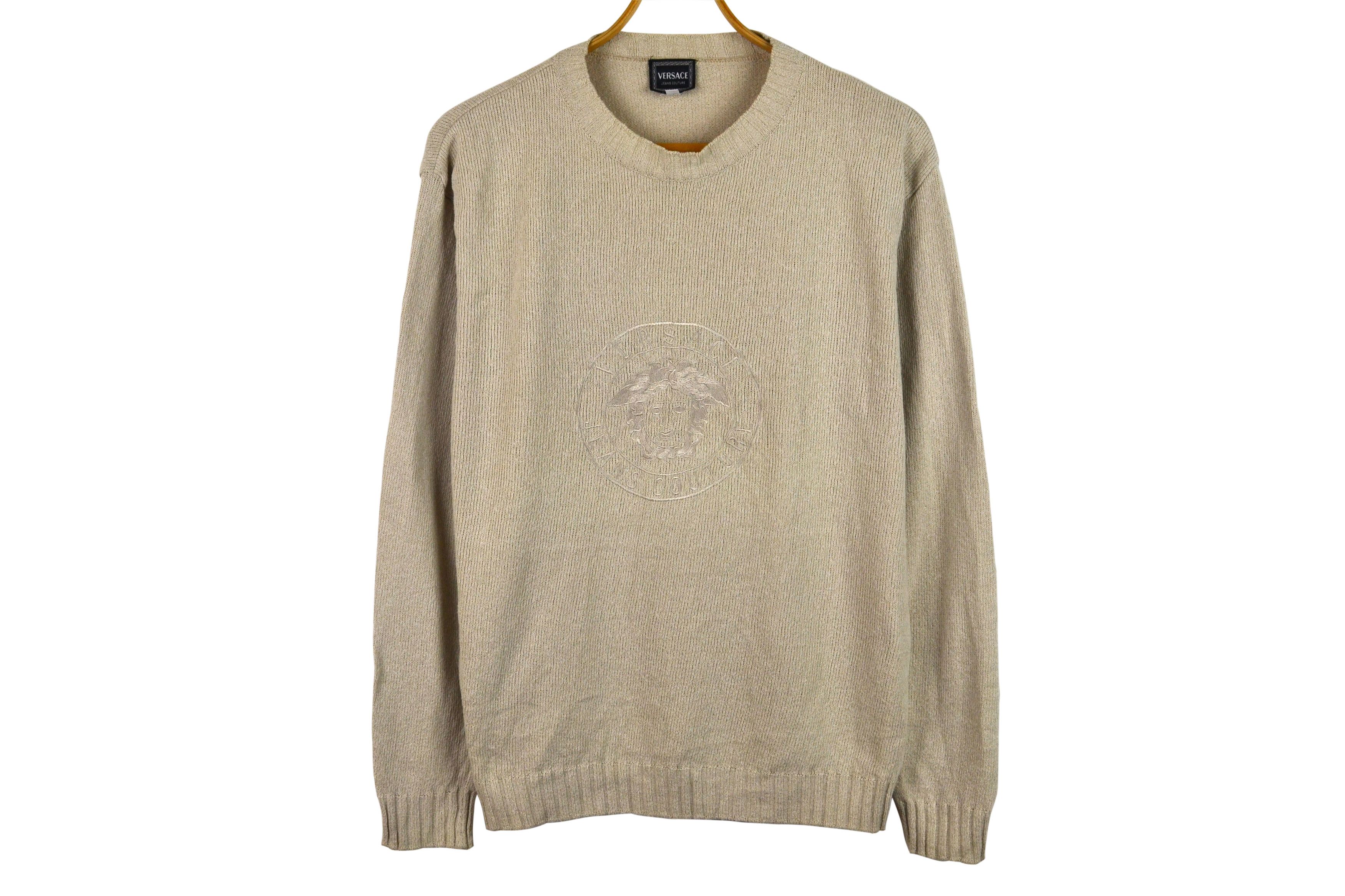 Versace Jeans Couture Versace Sweater Medusa Logo Knit Jumper Beige Size L Size US L / EU 52-54 / 3 - 1 Thumbnail