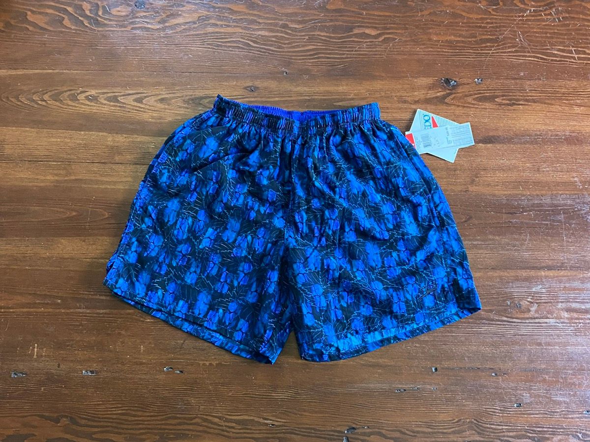 Pre-owned Speedo X Vintage Nwt 90's Speedo Swim Trunk Shorts In Black/blue