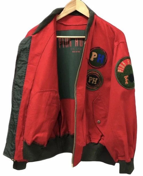 Pink House 🔥Pink House🇯🇵Logo Patchwork MA-1 Bomber Varsity Jacket Size US L / EU 52-54 / 3 - 3 Thumbnail
